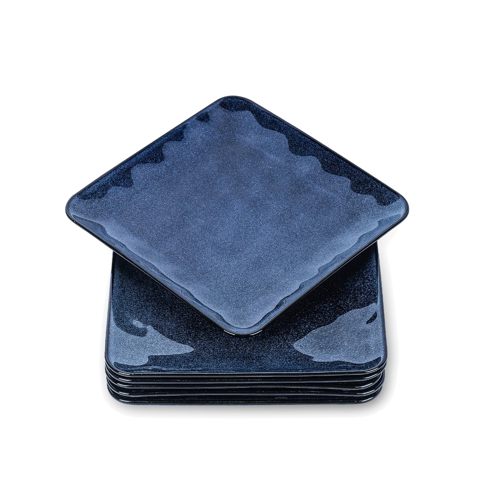 vicrays Ceramic Square Plates Set of 6 - Porcelain 8 inch Dinner Plates for Salad Dessert Appetizer Bread - Microwave Oven and D