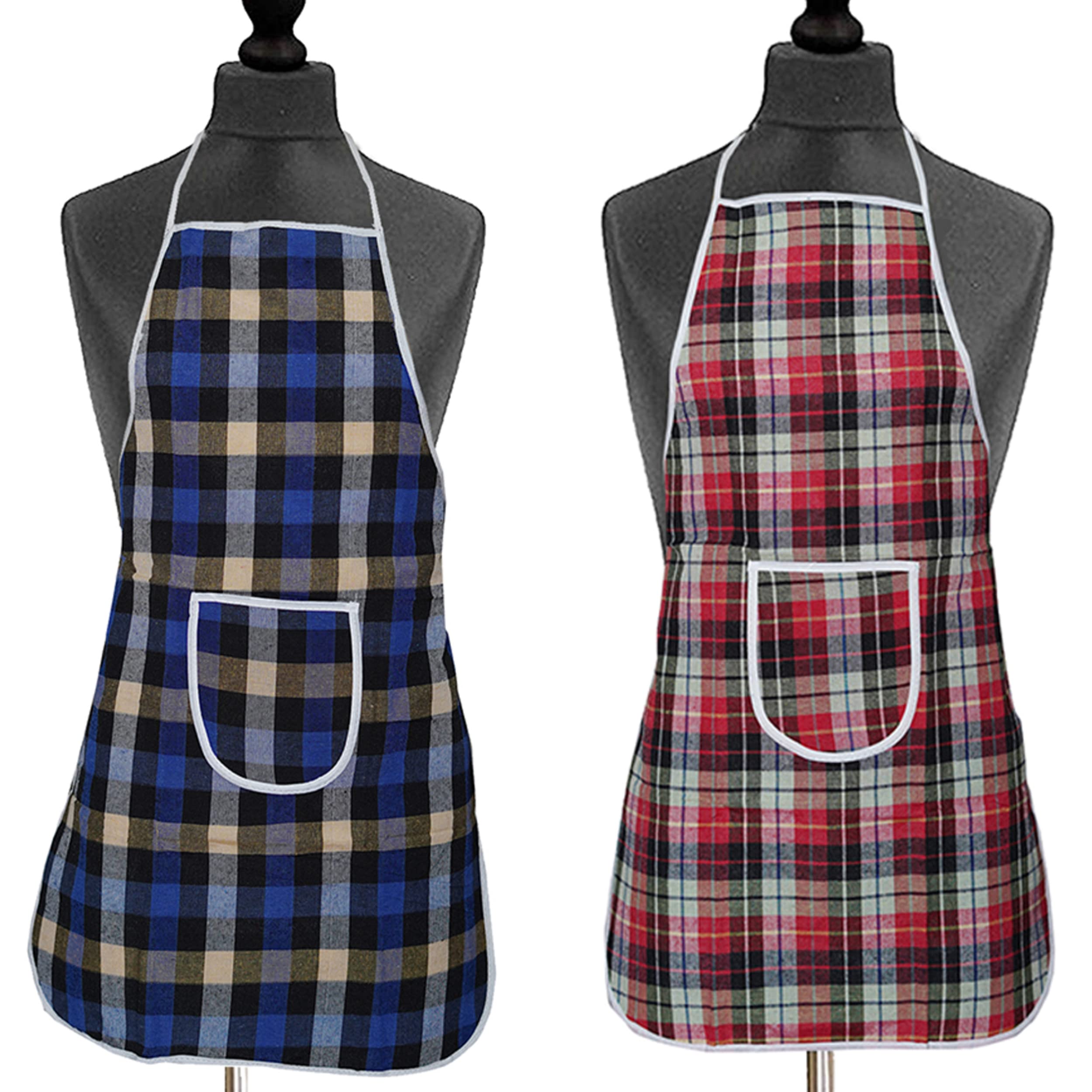 Kanushi Industries Apron For Kitchen Waterproof With Front Pocket Set Of 2 (Multicolor)(Apronche2Comb)