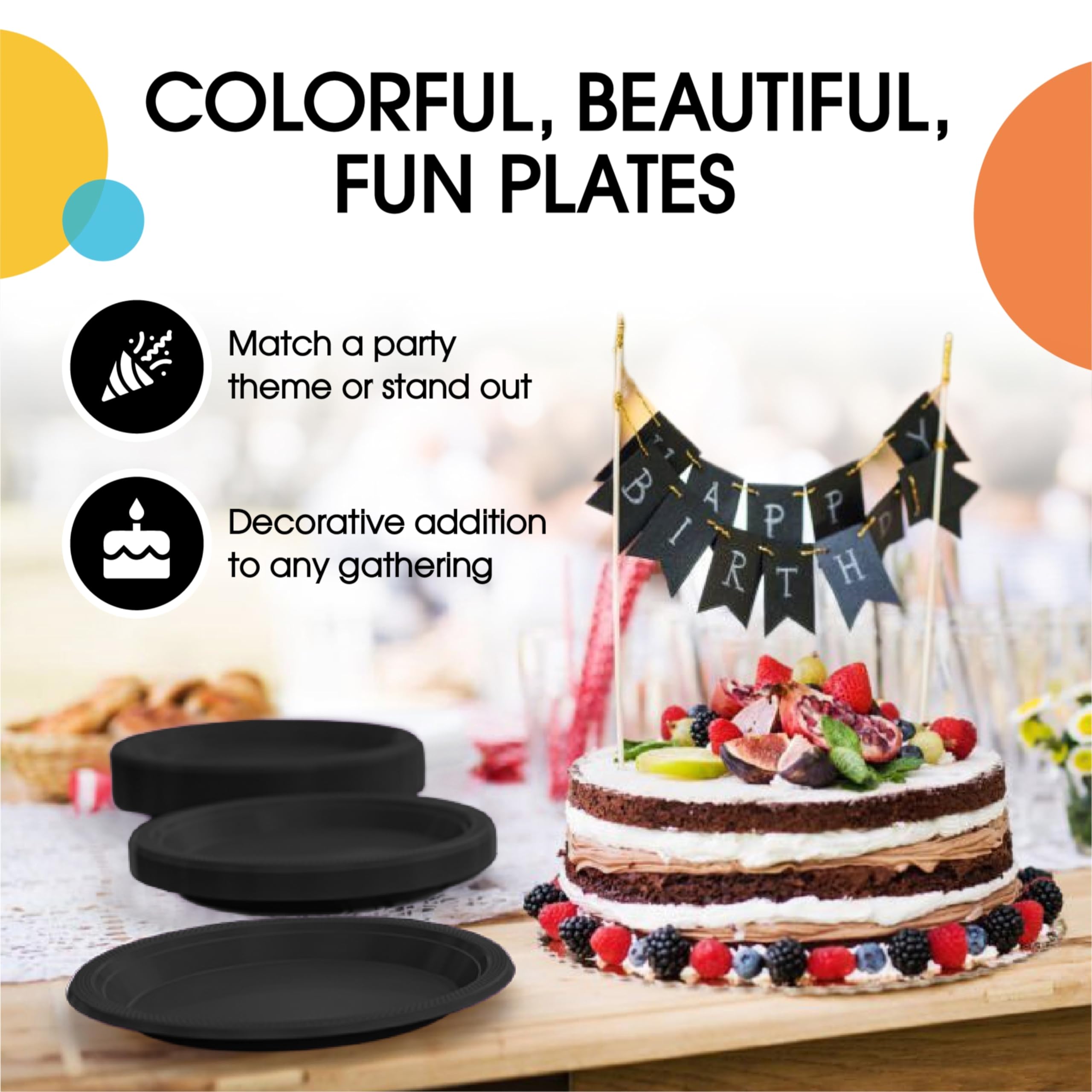 Exquisite Black Plastic Plates For Party 9 Black Disposable Plates For Party Supplies 50 Pcs Disposable Dinner Plate Heavy Dut