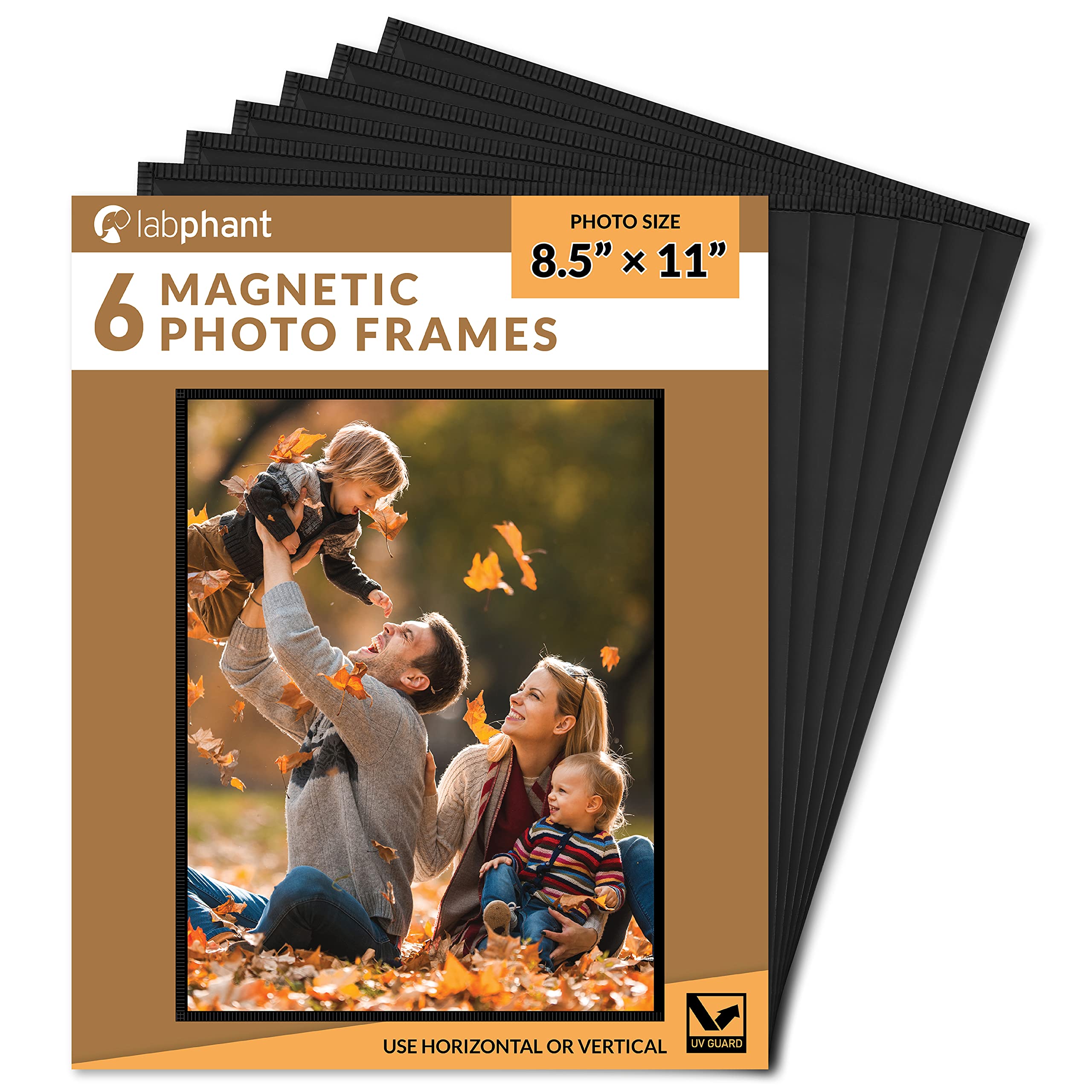labphant 6 Pack 8.5x11 Inch Magnetic Picture Frames; Photo Pocket Frames with White Borders for Fridge 8.5 x 11 Inch Great for D