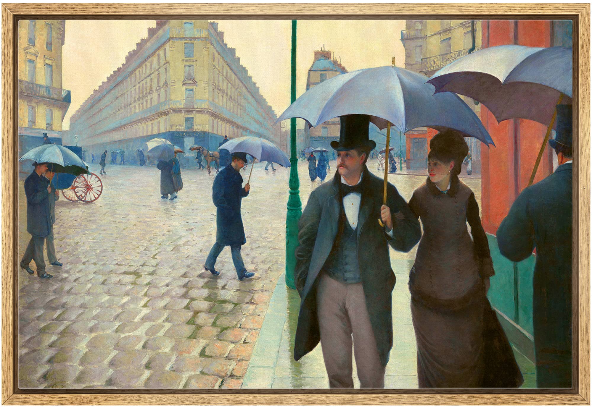 Wall26 Framed Framed Canvas Print Wall Art Rainy Day By Gustave Caillebotte Nature Wilderness Illustrations Fine Art Traditional