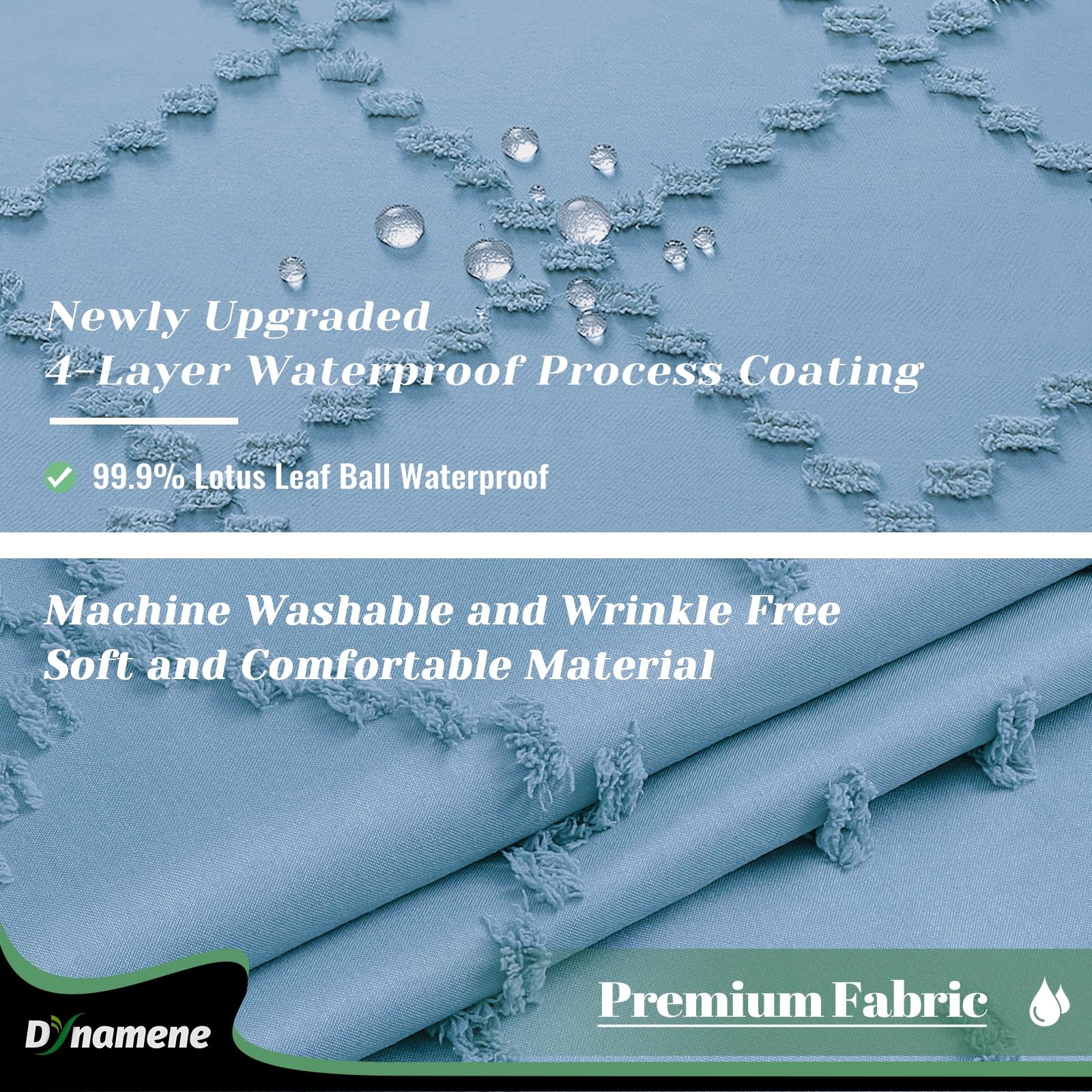 Dynamene Extra Long Shower Curtain, 84 Inch Long Boho Tufted Geometric Striped Fabric Bathroom Shower Curtain, Tall Shabby Chic