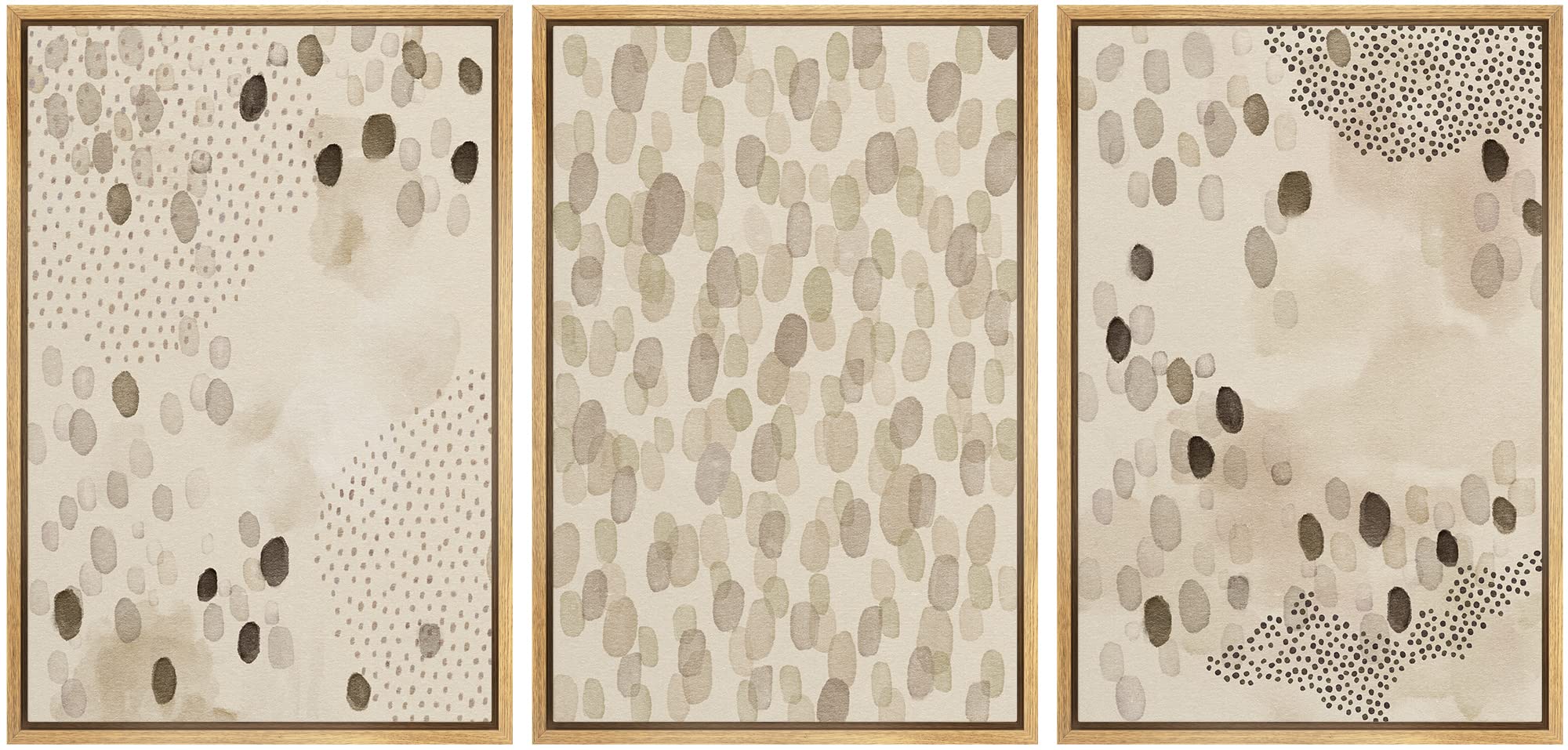 Signford Framed Canvas Print Wall Art Set Minimalist Pastel Paint Dot Landscape Abstract Shapes Digital Art Modern Art Decorativ