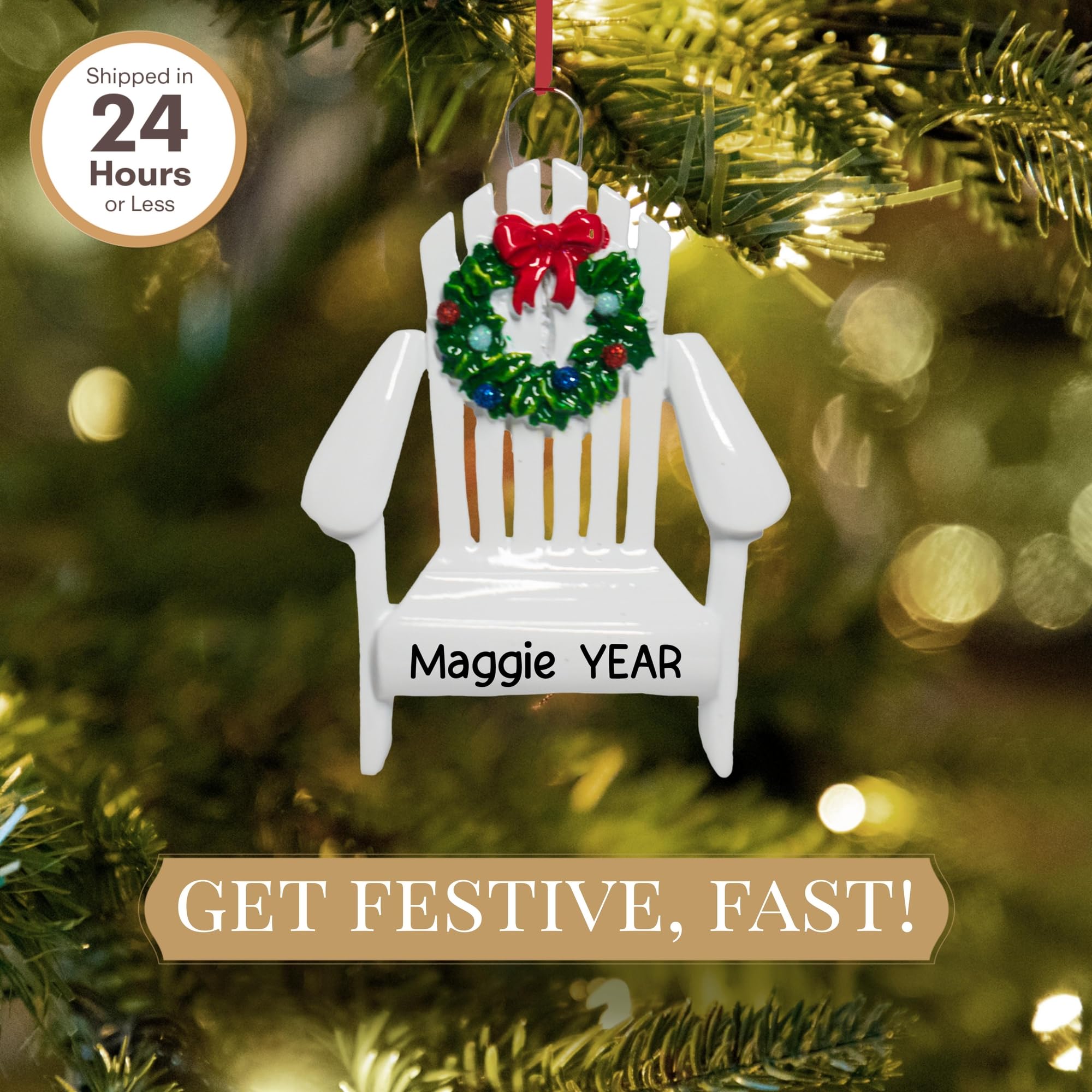 Personalized Beach Chair Ornament 2025 | Free 24h Customization | Laser Engraved Travel Christmas Ornaments for Tree | Custom Gi