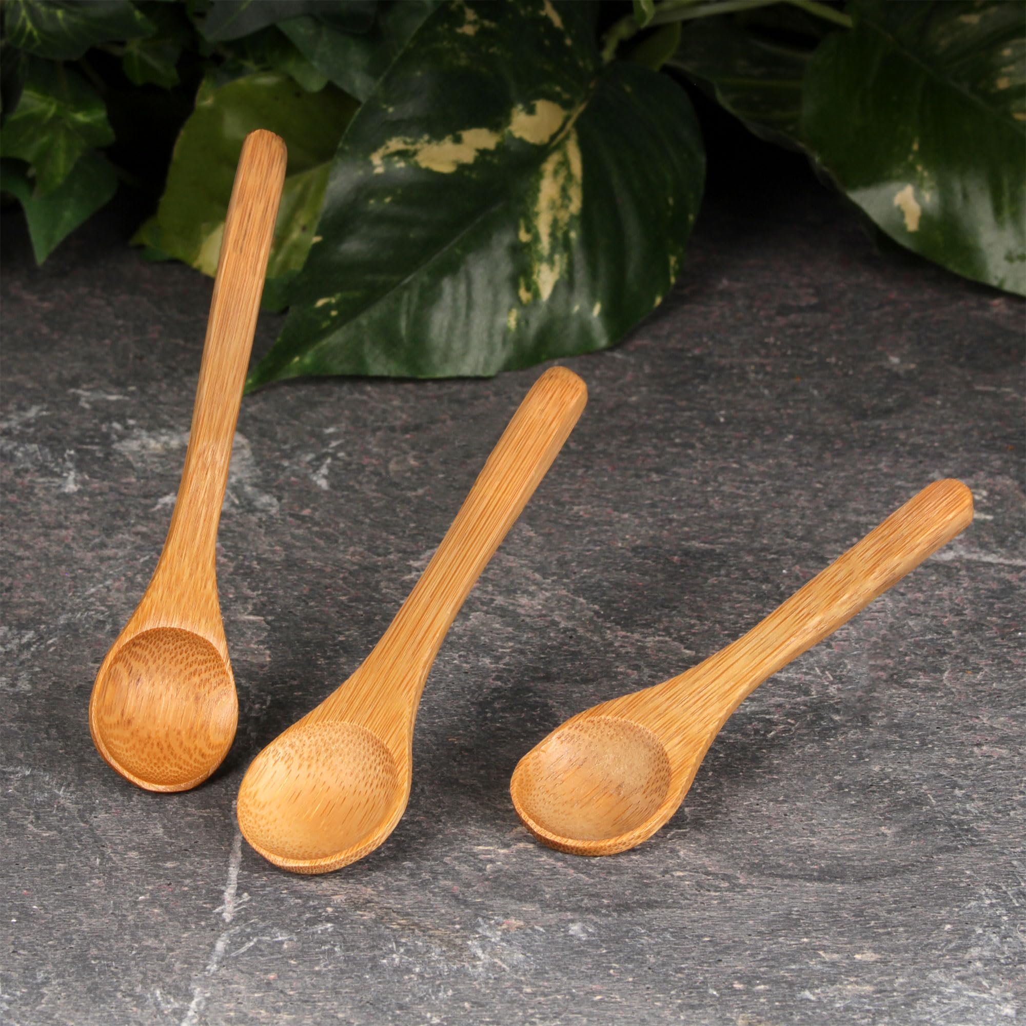Bamboo Tiny Spoon/Mini Wooden Spoons For Salt And Spices, 10Pcs Carbonized Brown 3.5''