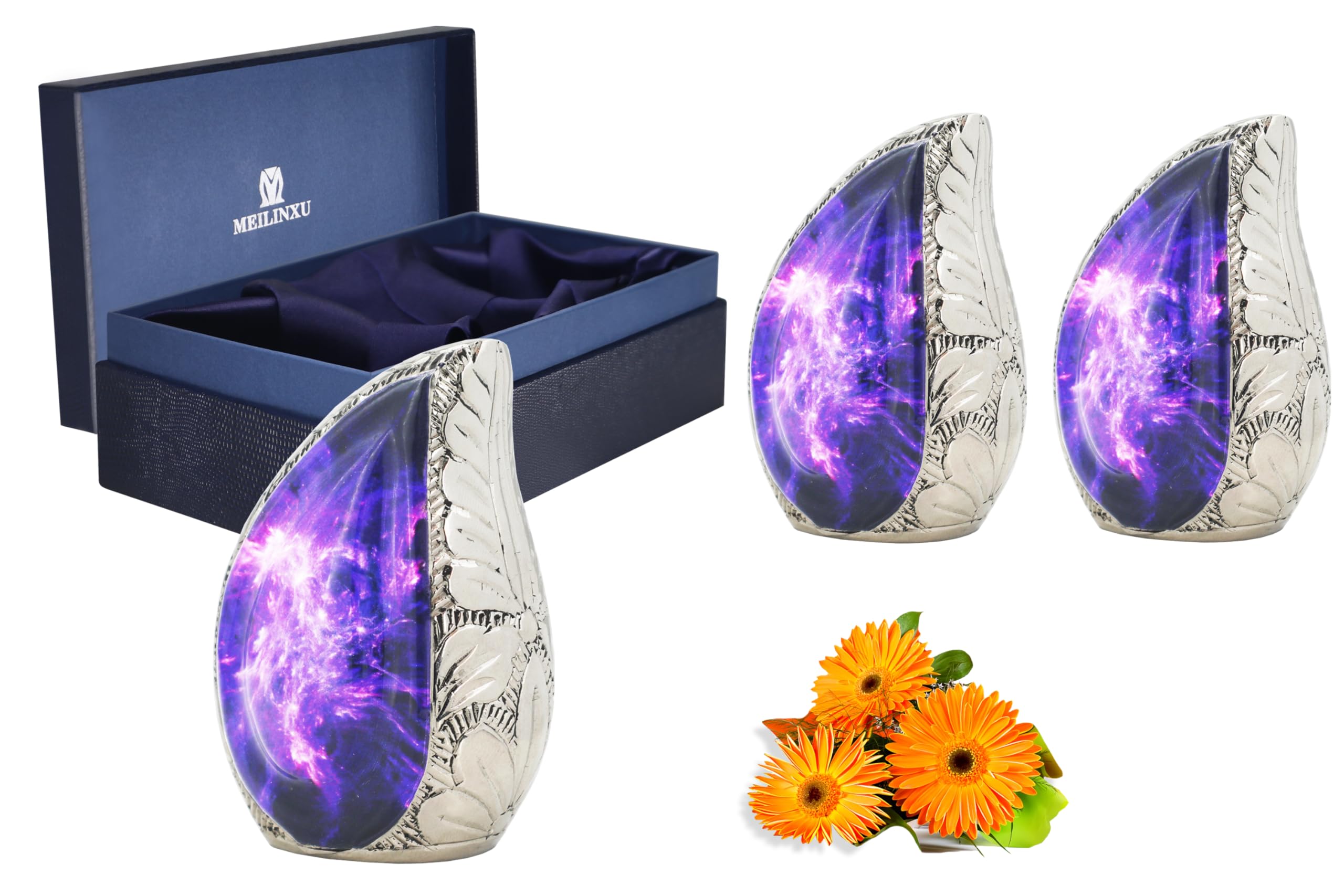 M MEILINXU Small Urns for Human Ashes Keepsake, Funeral Cremation Urn for Ashes for Women or Man, Cosmic Galaxy Urns, Mini, Bras
