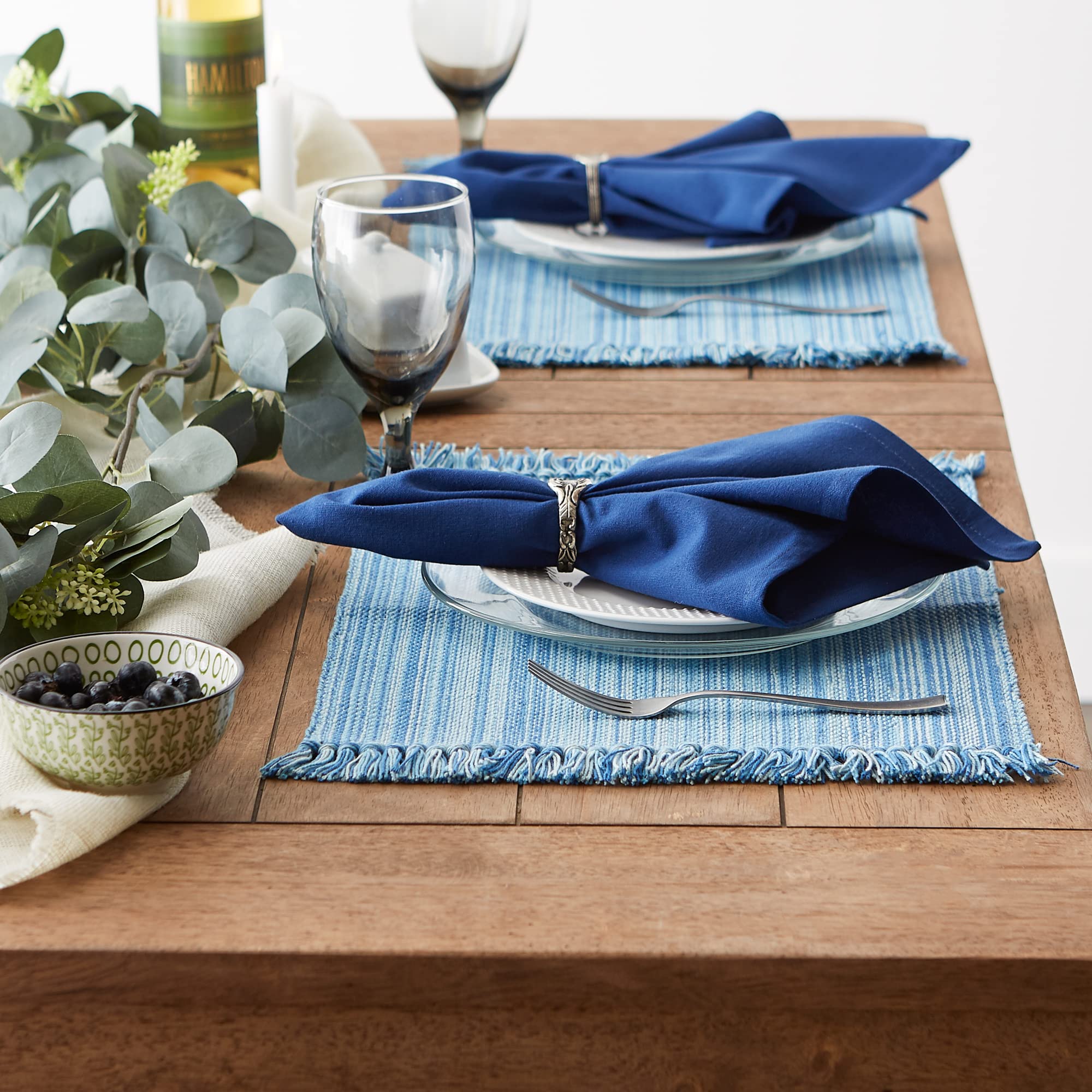 DII Placemat Set, 6 Piece Cotton Tabletop Collection, Light Blue, 13x19" - Model CAMZ74145