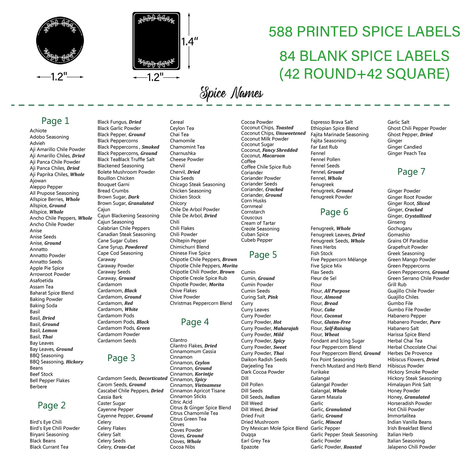 672 Removable Spice Labels Waterproof & Tear-Resistant - 1.2