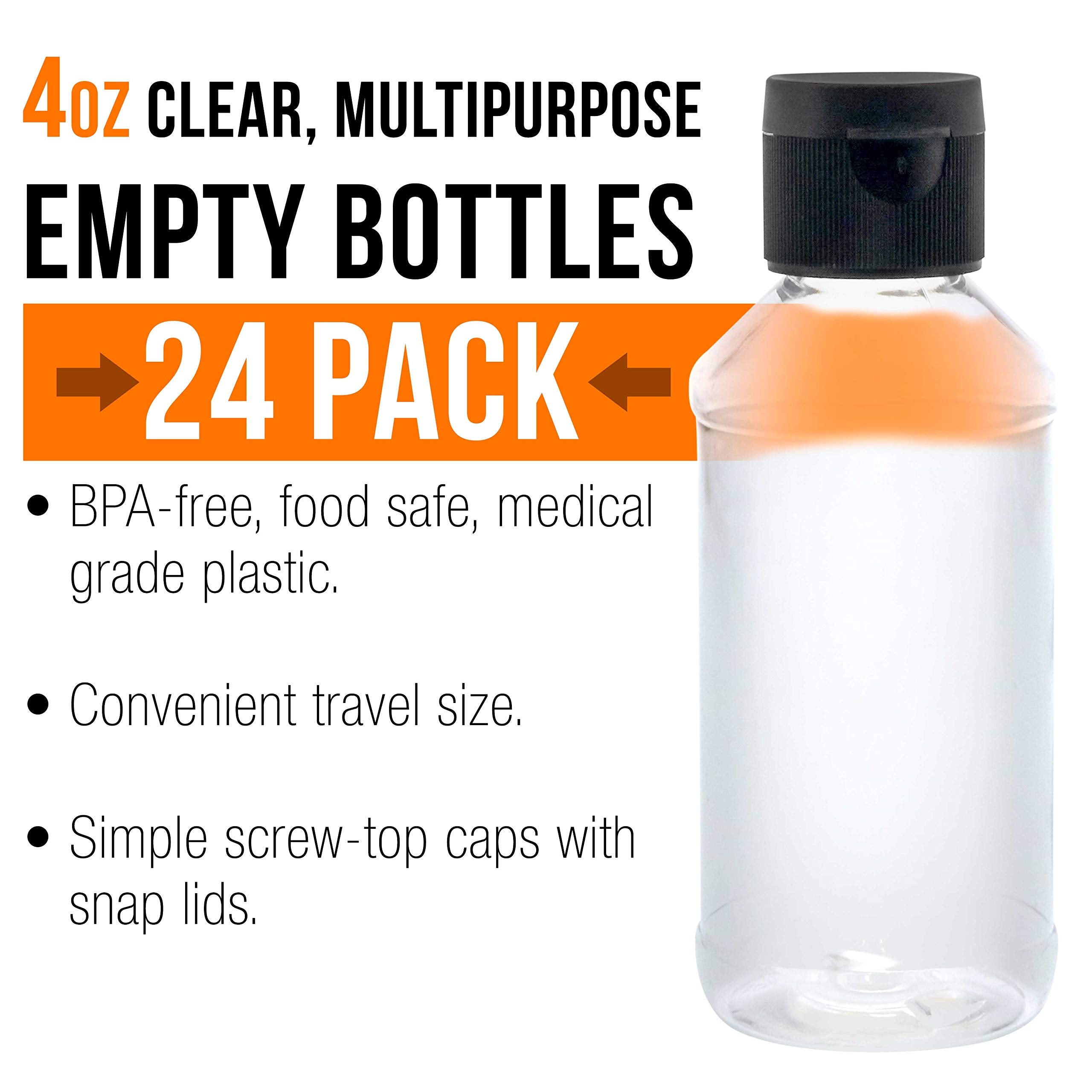 U.S. Art Supply 4 Ounce Squeeze Pet Plastic Bottles With Flip Cap - Bpa-Free, Food Safe, Medical Grade Plastic, Acrylic Pouring