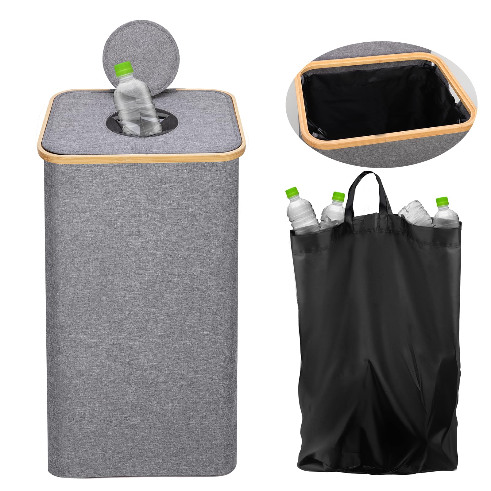 Recycling Bin,100L Recycling Bin For Kitchen Indoor Home,Bottle Recycle 26Gallon Large Capacity With Removable Tote Bag, Collect