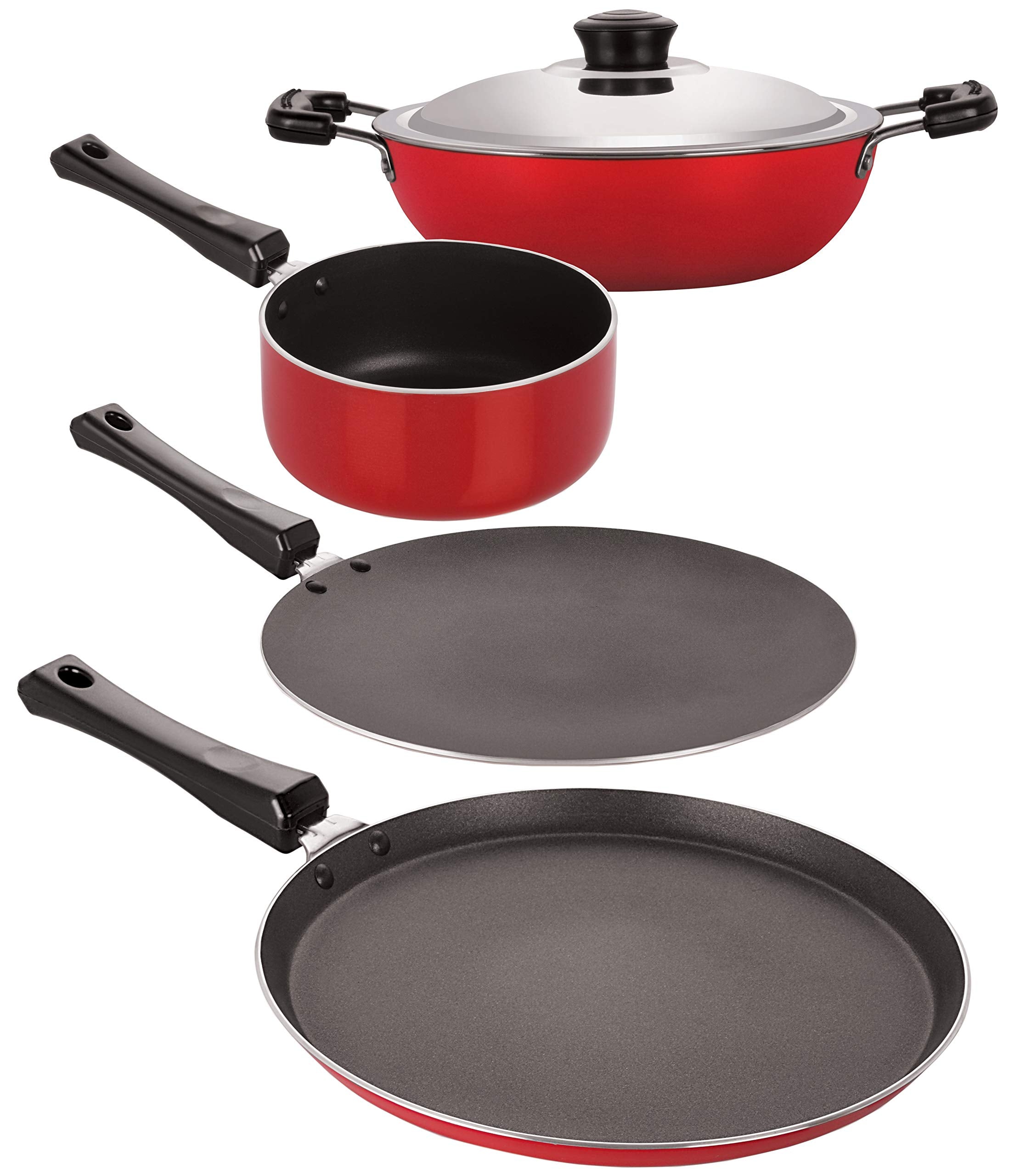 Nirlon 3 Layer NonStick Coated 4 Piece Kitchen Essential Combo Item Set Offer With Extreme Durability