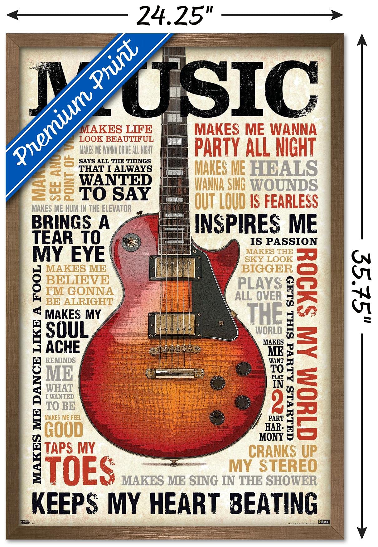 Trends International Music Inspires Me Wall Poster, 22.375'' X 34'', Bronze Framed Version