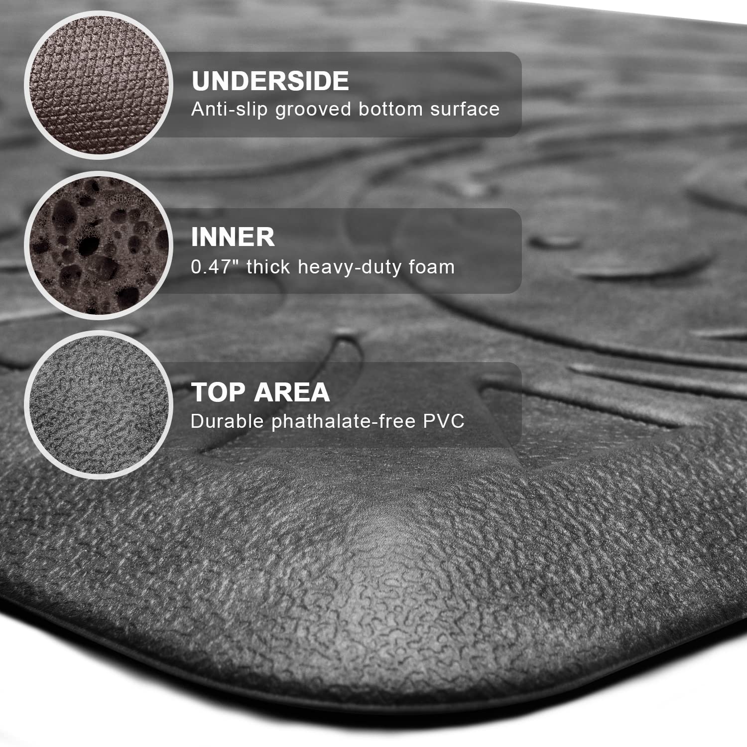 Kmat Kitchen Mat Cushioned Anti-Fatigue Floor Mat Waterproof Non-Slip Standing Ergonomic Comfort For Home,Office,Sink,Laundry,De