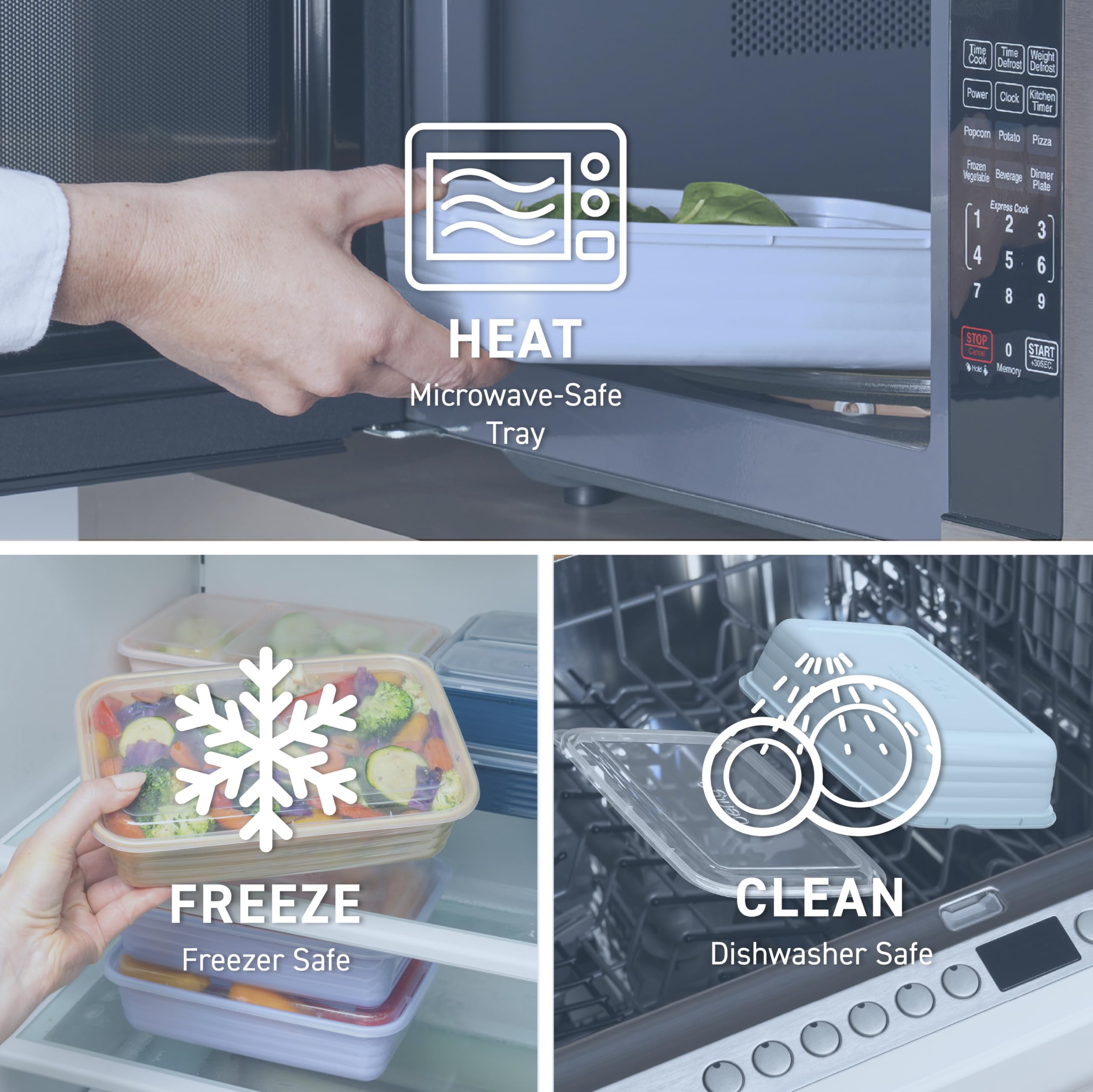 Bentgo 20-Piece Lightweight, Durable, Reusable Bpa-Free 1-Compartment Containers - Microwave, Freezer, Dishwasher Safe - Periwin