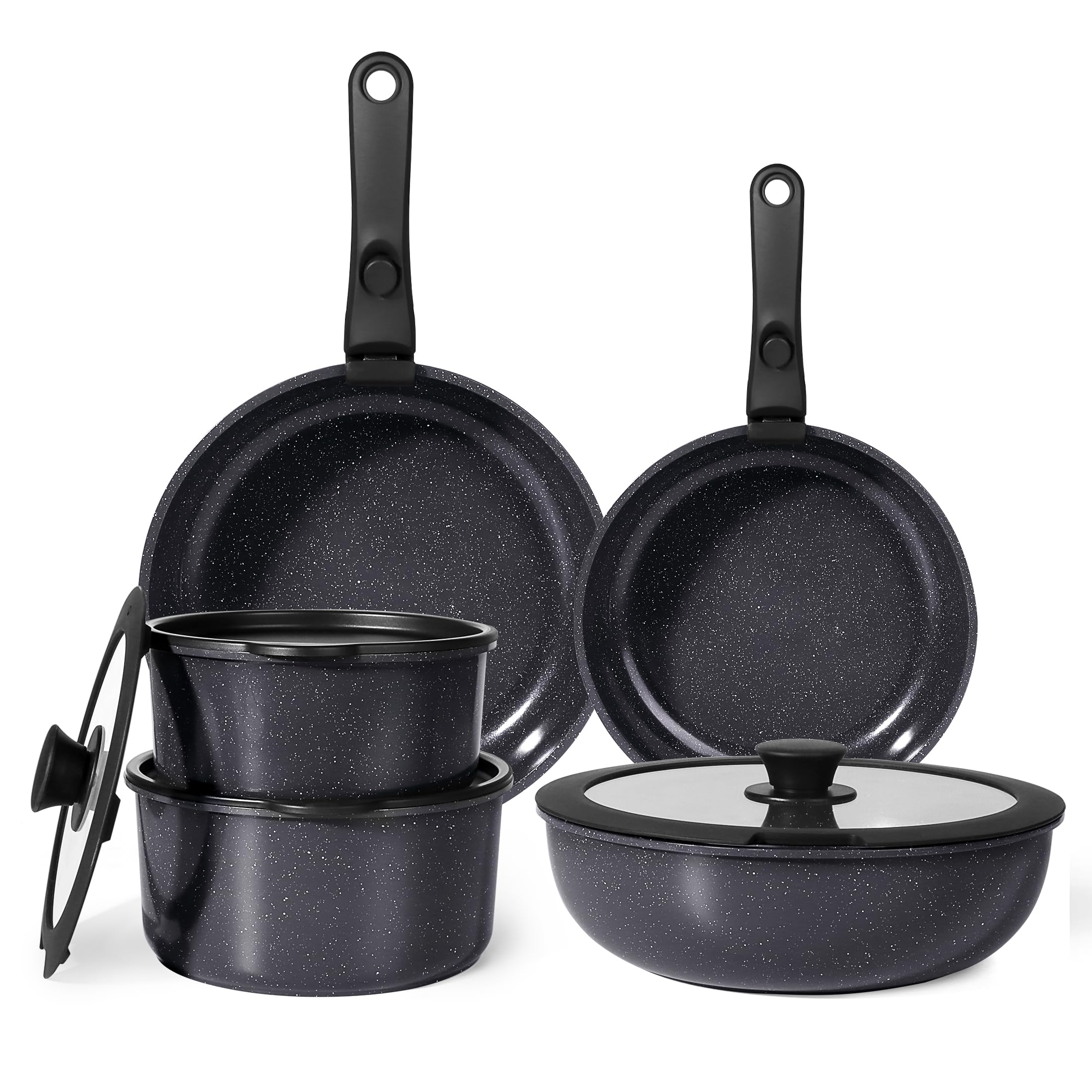 GiPP Ceramic Pots and Pans Set Non Stick, 11 Piece Nonstick Detachable Handle Cookware Sets, Non Toxic Induction Kitchen Pot and