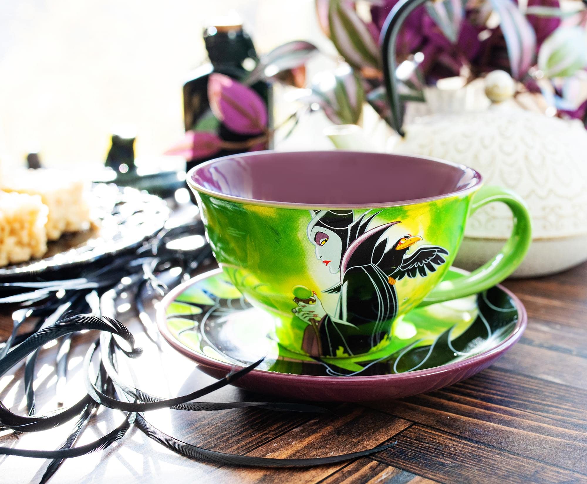 Silver Buffalo Disney Villains Maleficent Ceramic Teacup And Saucer | Tea Party Set For Coffee, Espresso, Mocha