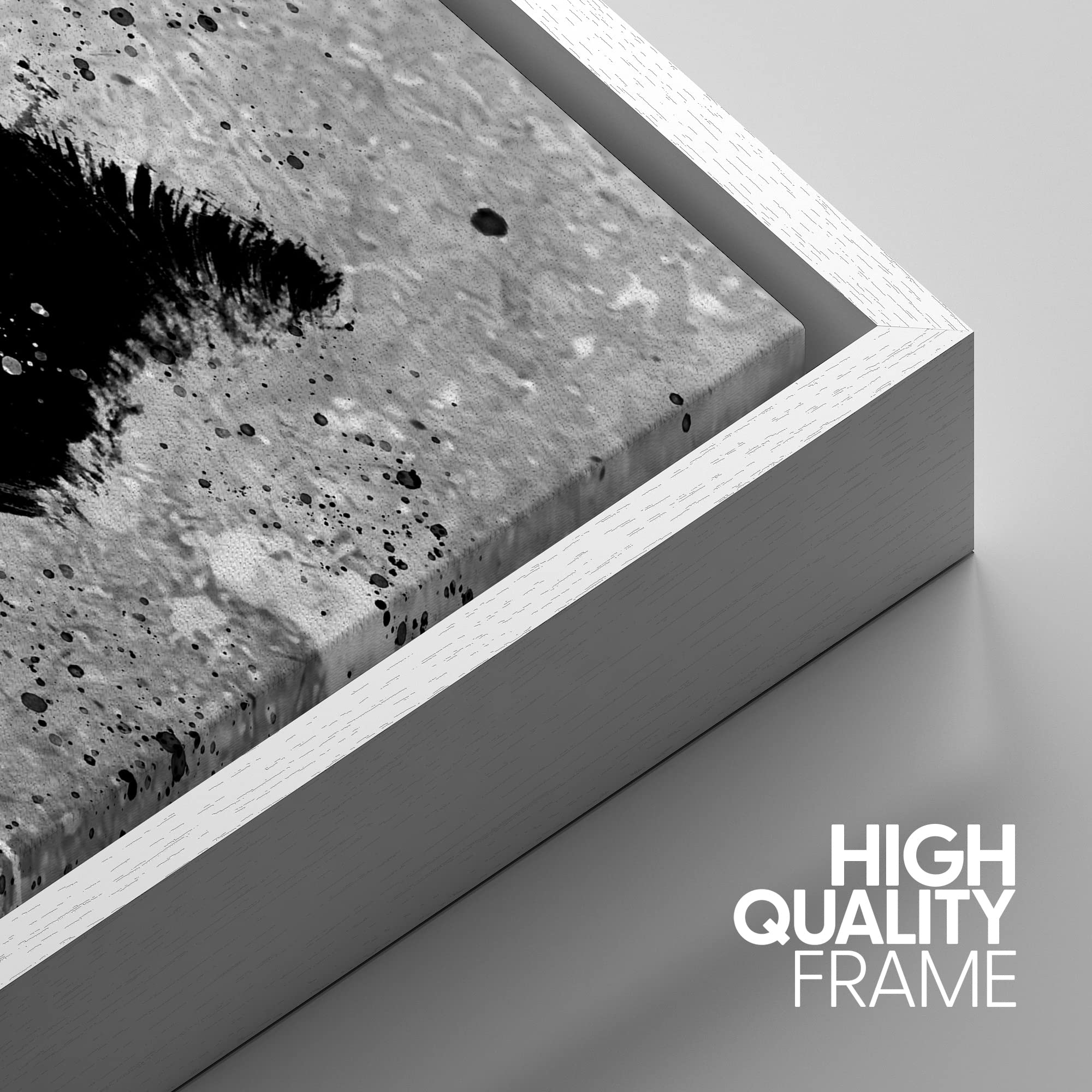 Idea4Wall Framed Wall Art Print Set Industrial Black & White Paint Strokes Abstract Shapes Illustrations Modern Art Alternative