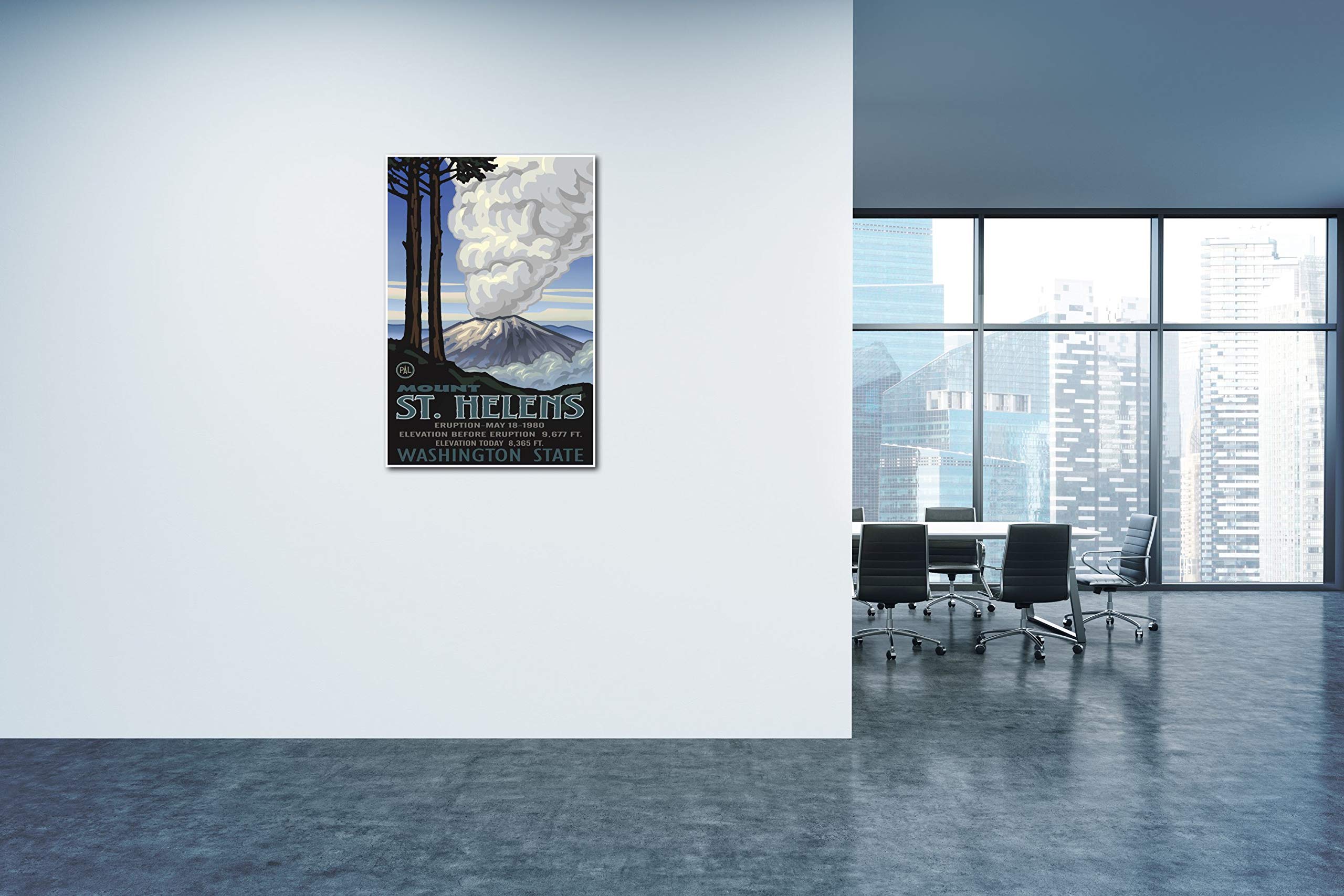 Mount St. Helen'S Washington Eruption Giclee Art Print Poster From Travel Artwork By Artist Paul A. Lanquist 24'' X 36''