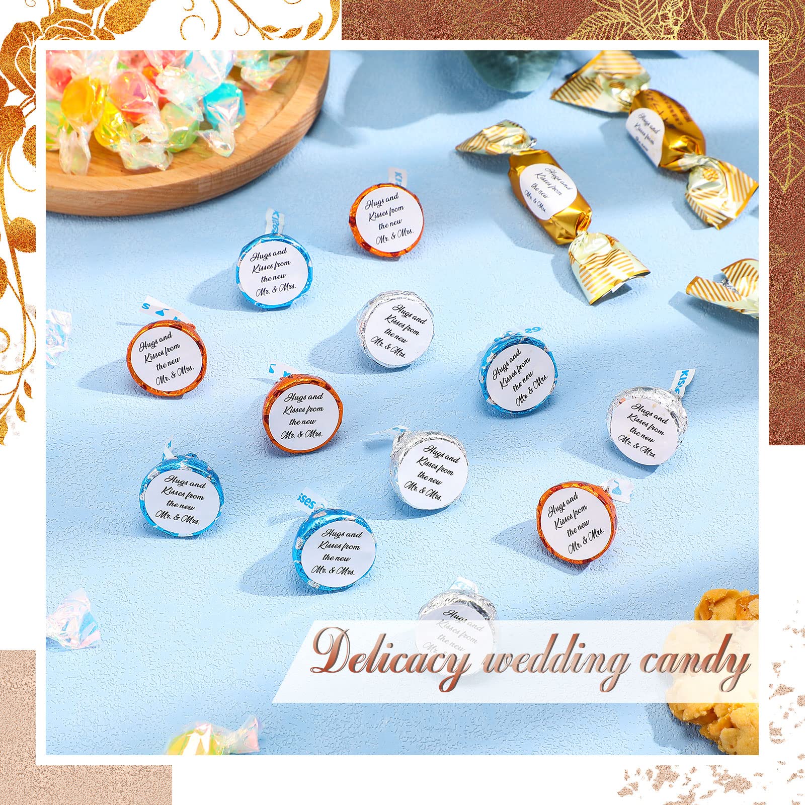Laumoi 1000 Pcs Hugs and Kisses from The New Mr and Mrs Wedding Stickers  Chocolate Drops Labels Stickers Candy Stickers 0.75 Inch for Weddings Engagement Party Favors Decorations (White Basic)