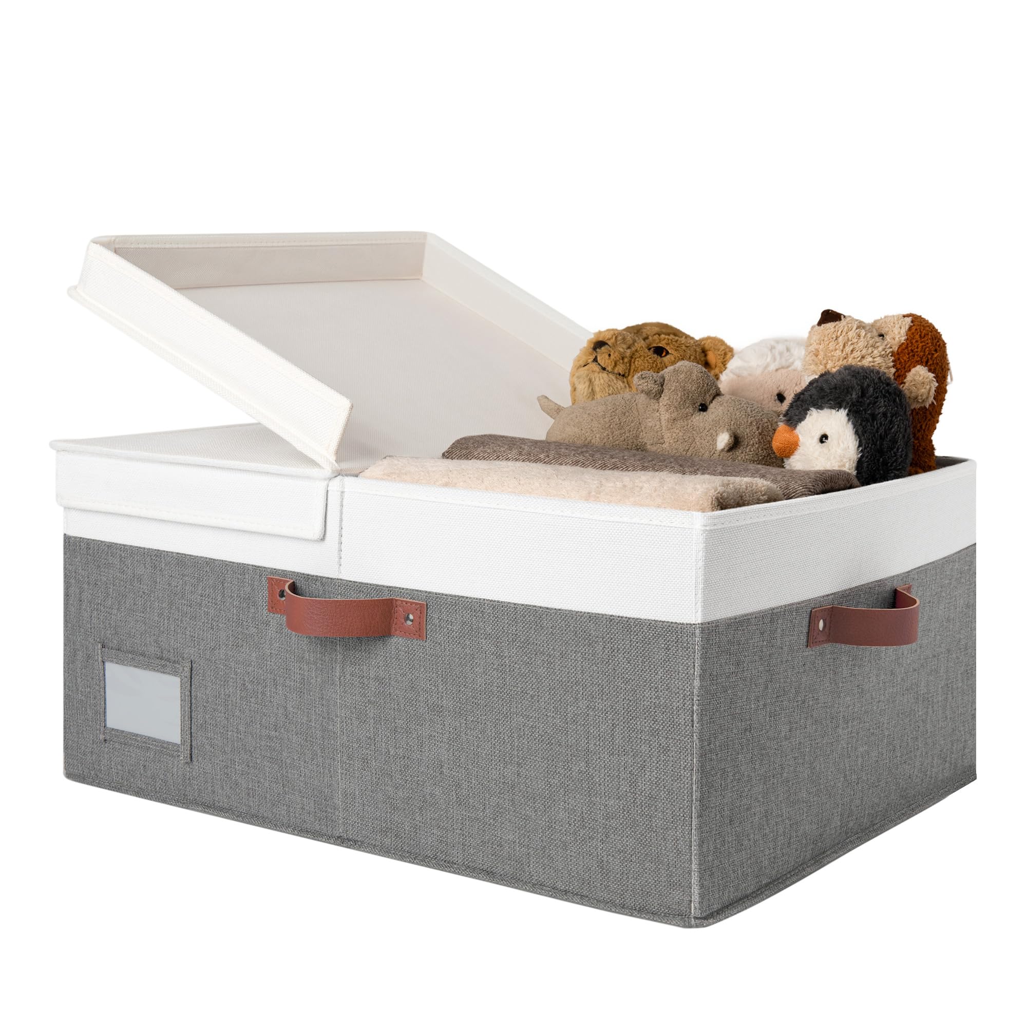 Granny Says Decorative Storage Boxes With Lid, Large Storage Bins With Double-Open Lid And Divider, Fabric Storage Bins For Clot