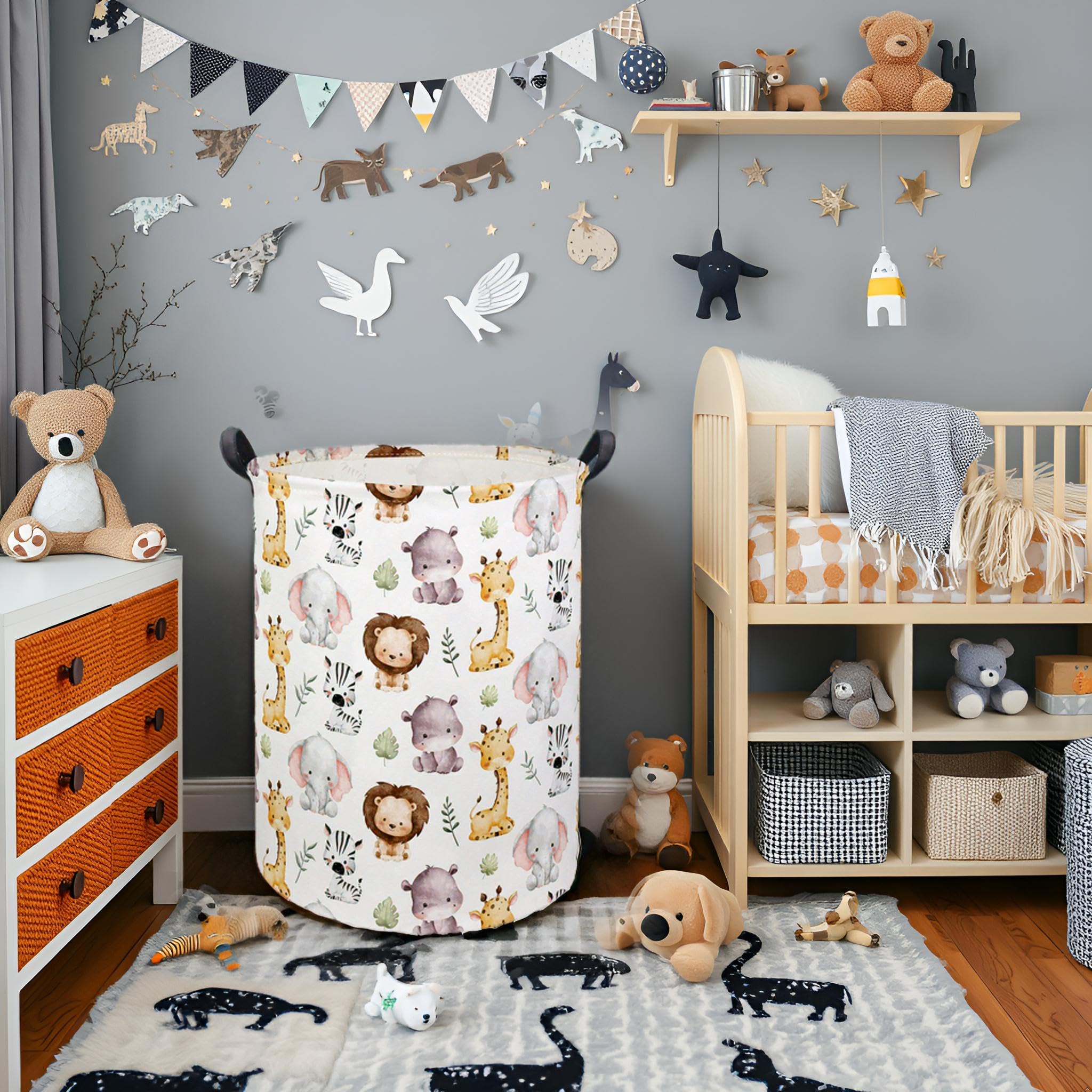 Tibaolover Animal Baby Laundry Basket Kids Hamper Animal Toy Storage Bin For Boys Room Decor Baby Nursery Hamper Gift Baskets Fo