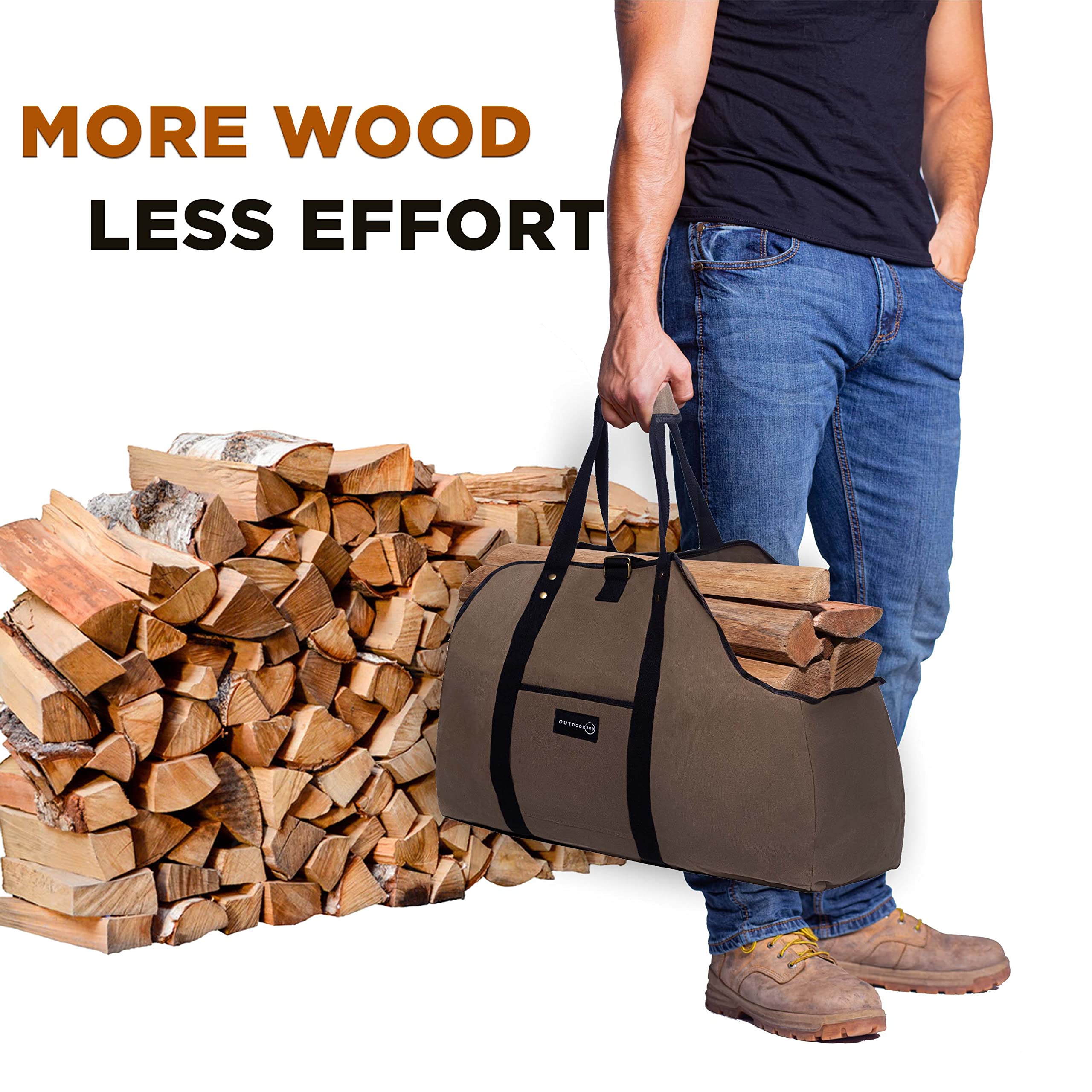 Outdoor 360 Firewood Bag Carrier - Extra Large Wood Bag For Firewood-Water Resistant Carrying Bag With Padded Handles & A Handy