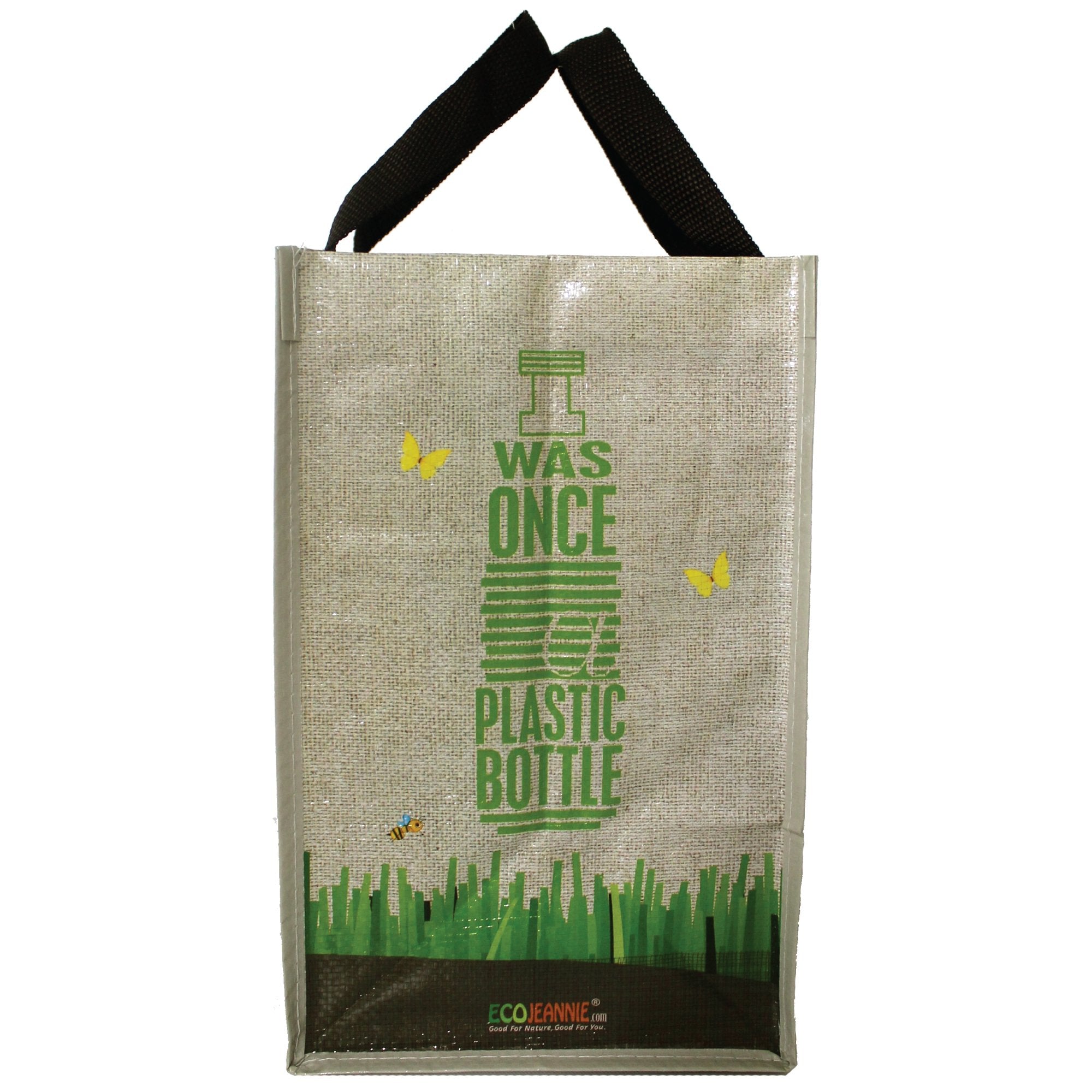 (2 Pack) Ecojeannie Laminated Mini Woven Reusable Grocery Shopping Bags, Made With A Minimum Of 95% Recycled Plastic