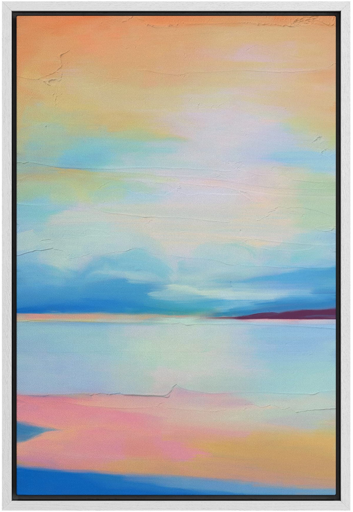Signford Framed Canvas Print Wall Art Vibrant Pastel Rainbow Paint Strokes Graffiti & Street Art Abstract Illustrations Modern A