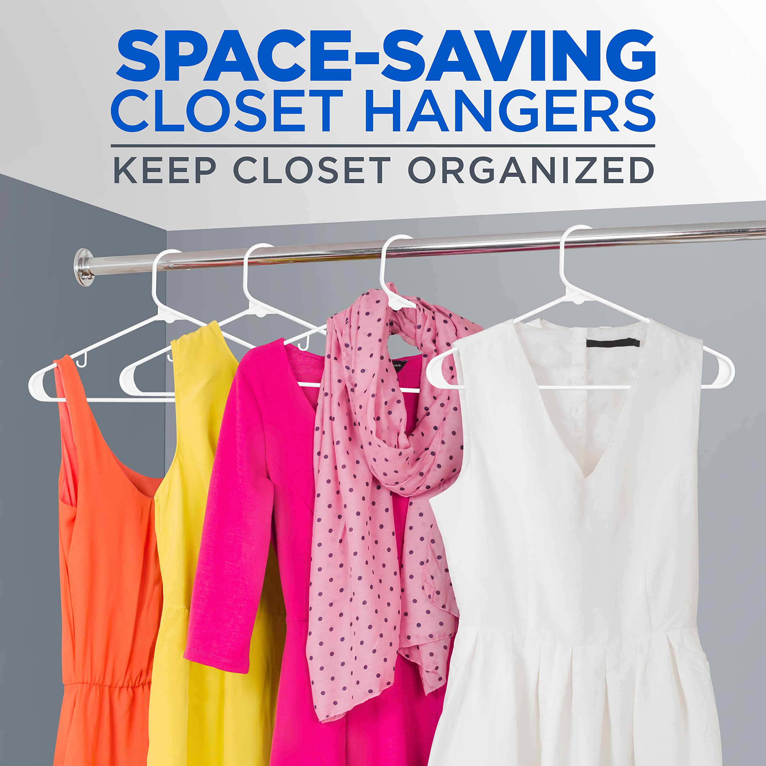 SereneLife White Standard Plastic Hangers - Space Saving Durable Tubular Heavy Duty Clothes Hanger Set Ideal for Laundry/Daily Use  Can Hold Up to 5.5 Lbs. for Coats  Jackets  Pants & Dress (50-Pack)