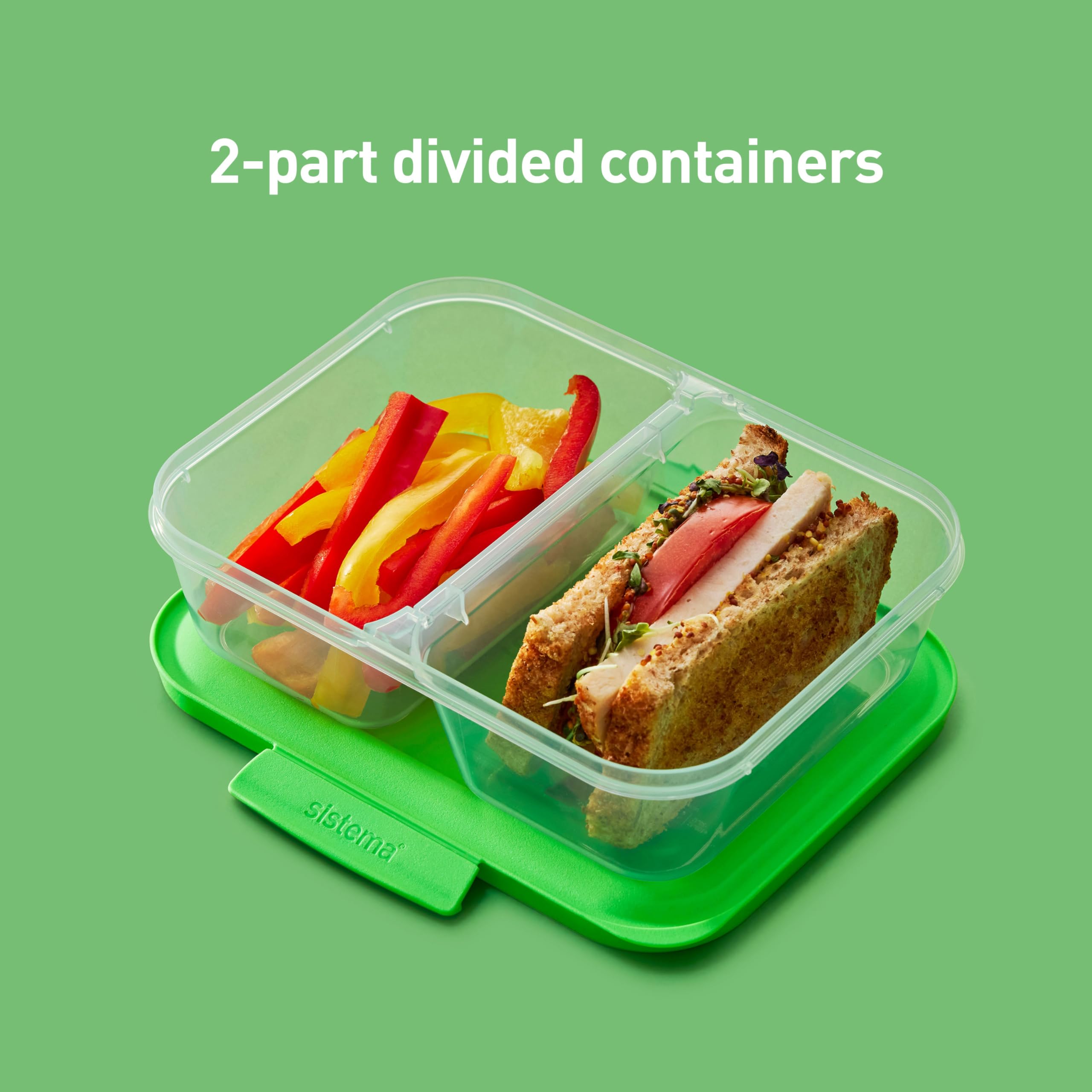 Sistema NEST IT Meal Prep Containers  870 ml  Airtight Food Storage Containers with Compartments & Lids  BPA-Free  Green  Recyclable with TerraCycle  5 Count  White