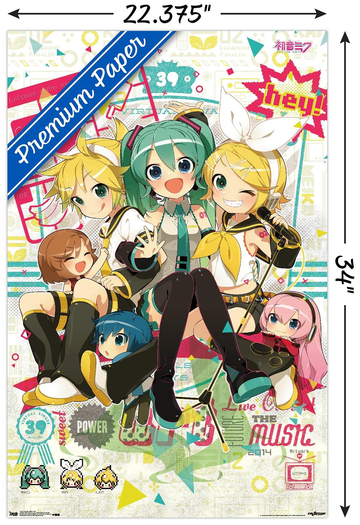 Trends International Hatsune Miku - Hey Wall Poster, 22.37'' X 34.00'', Premium Poster & Mount Bundle