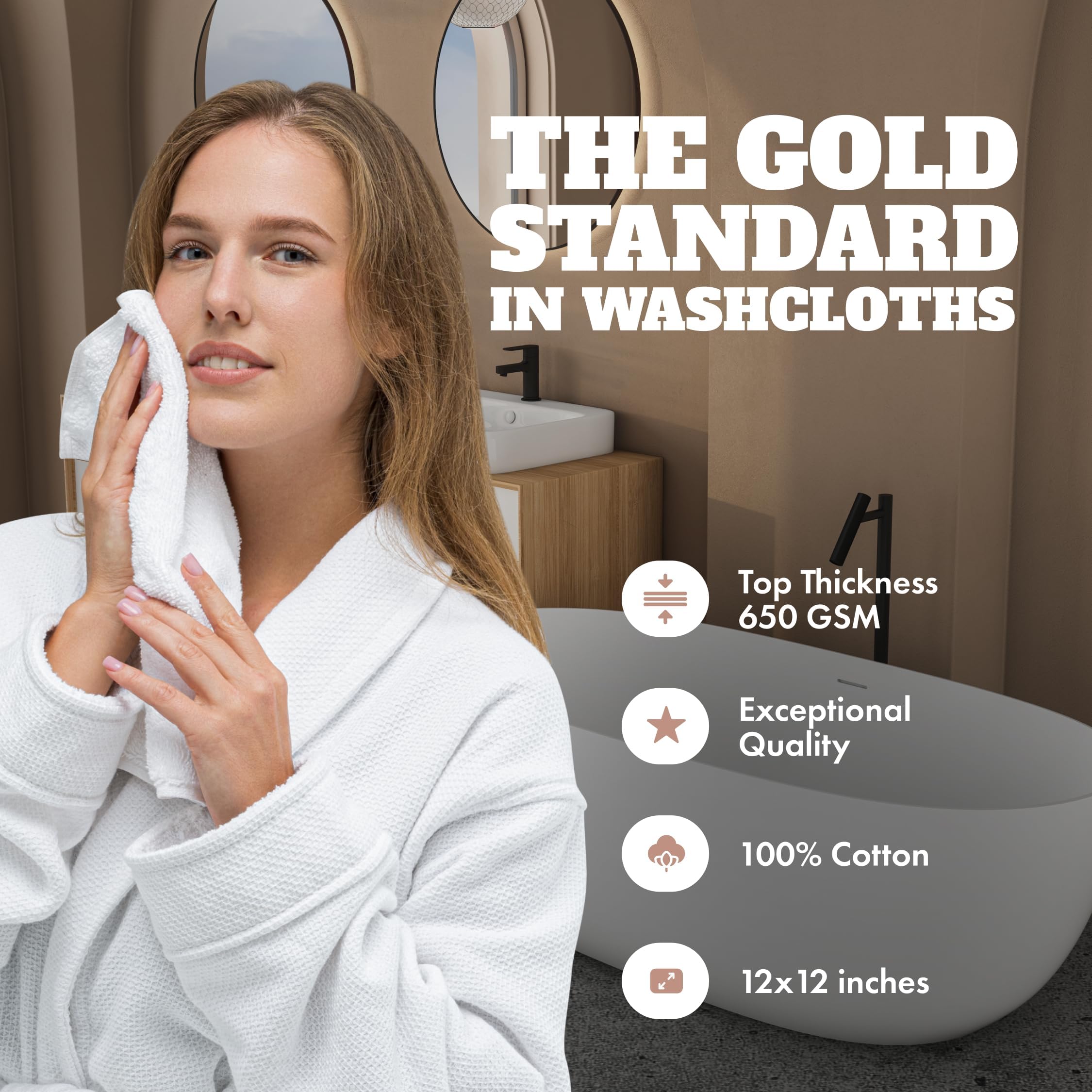 Wealuxe White Washcloths for Body and Face Towel  Cotton Wash Cloths Bulk 24 Pack  Flannel Spa Fingertip Wash Clothes 12x12 Inch  Soft Absorbent Gym Towels