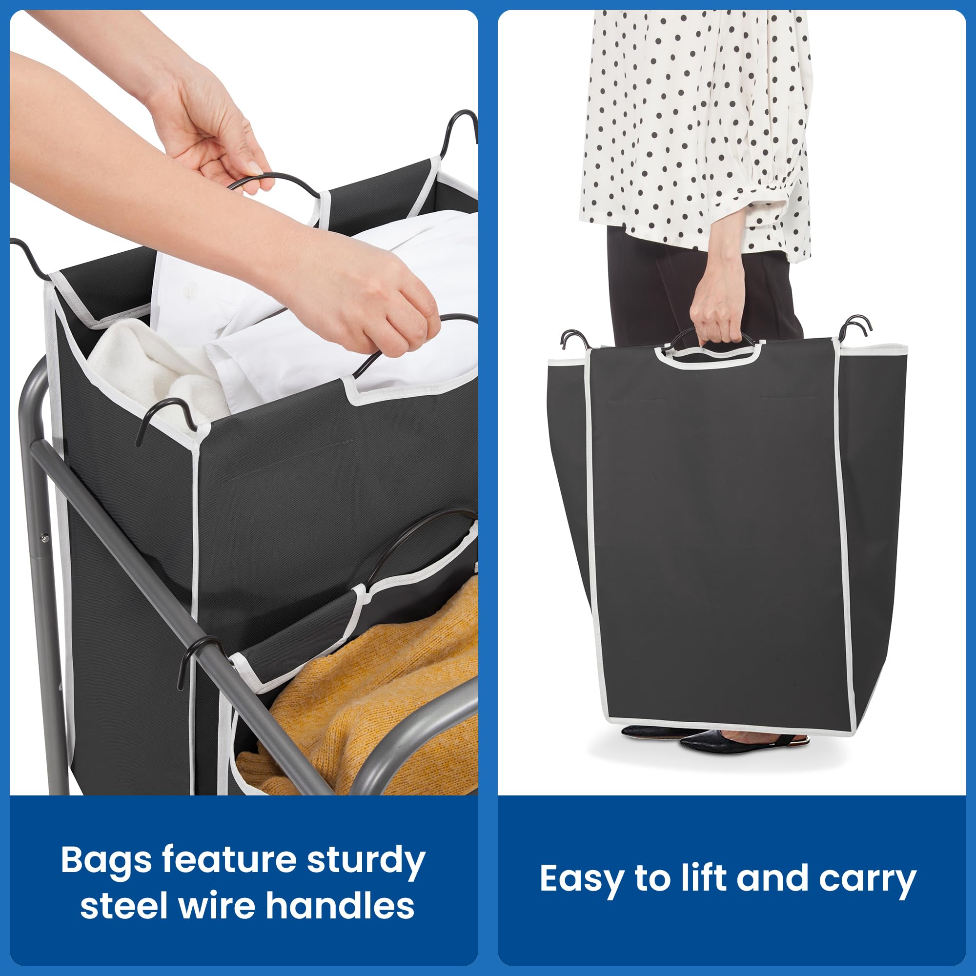 Storage Maniac Laundry Sorter 2 Section, 90 L Laundry Hamper With Wheels, Laundry Basket Sorter, Laundry Separator Hamper, Laund