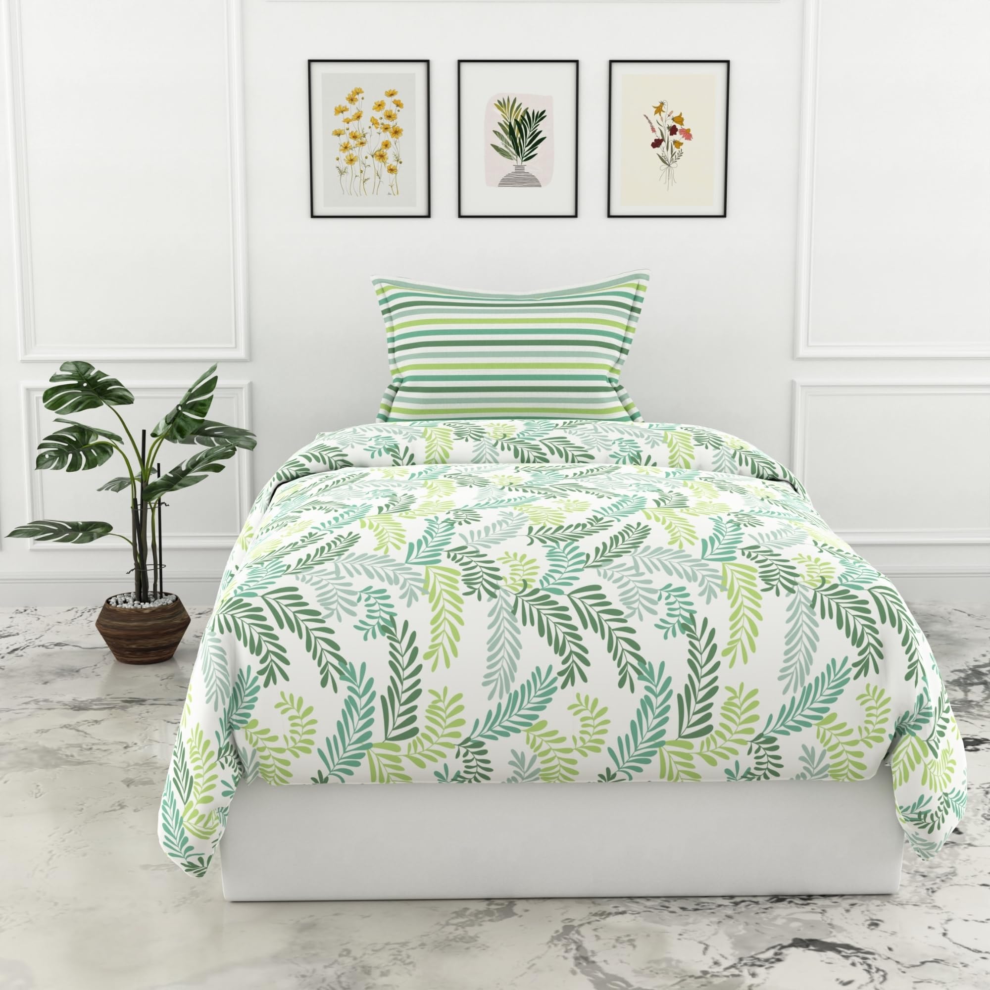 Loreto - A Quality Linen Brand 100% Cotton Bedsheet For Single Bed, 1 Single Bedsheet With 1 Pillow Cover | 144 Tc Single Bedshe