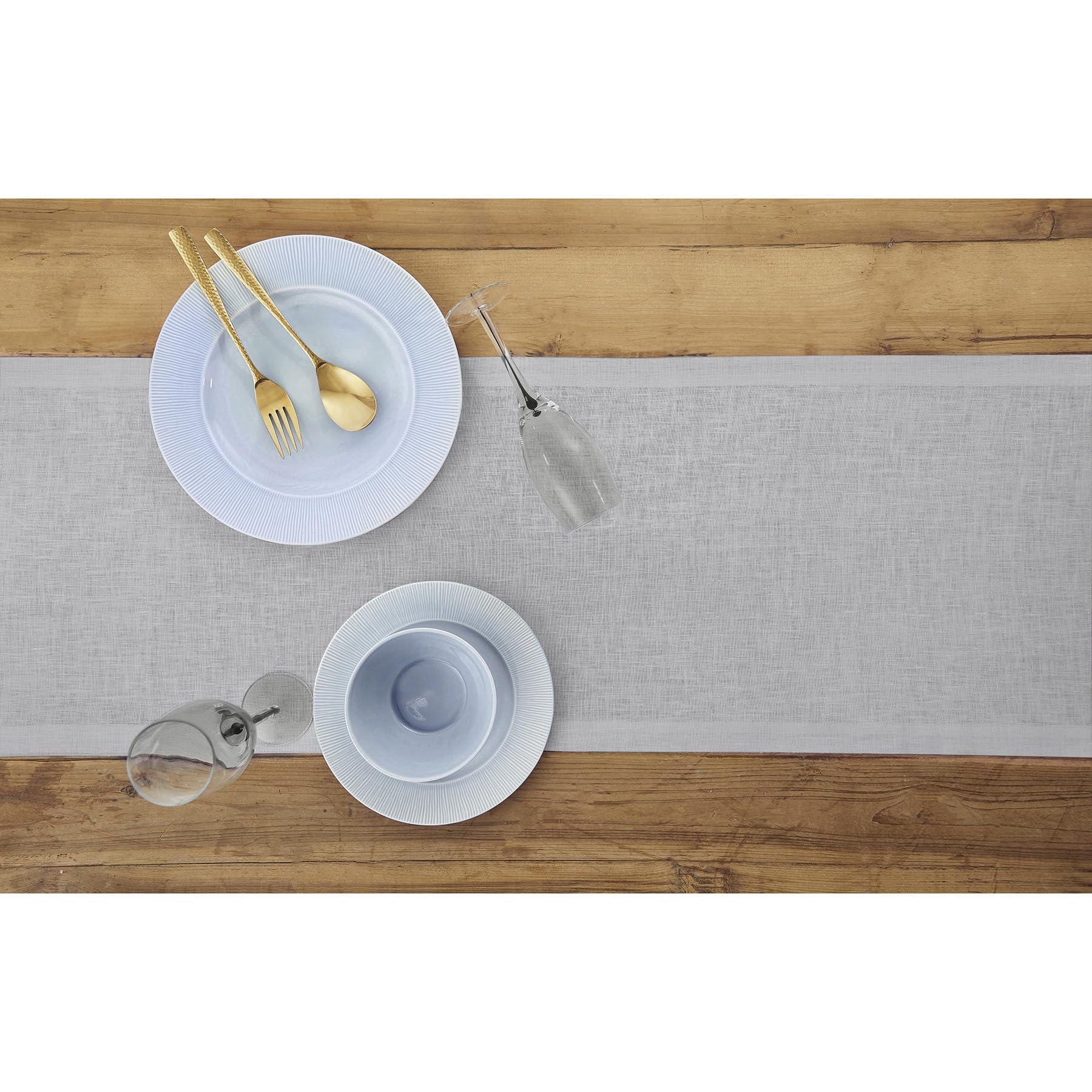 Solino Home Linen Table Runner 90 Inches Long - 100% Pure Linen Soft Grey Table Runner 14 X 90 Inch - Machine Washable Dining Fa