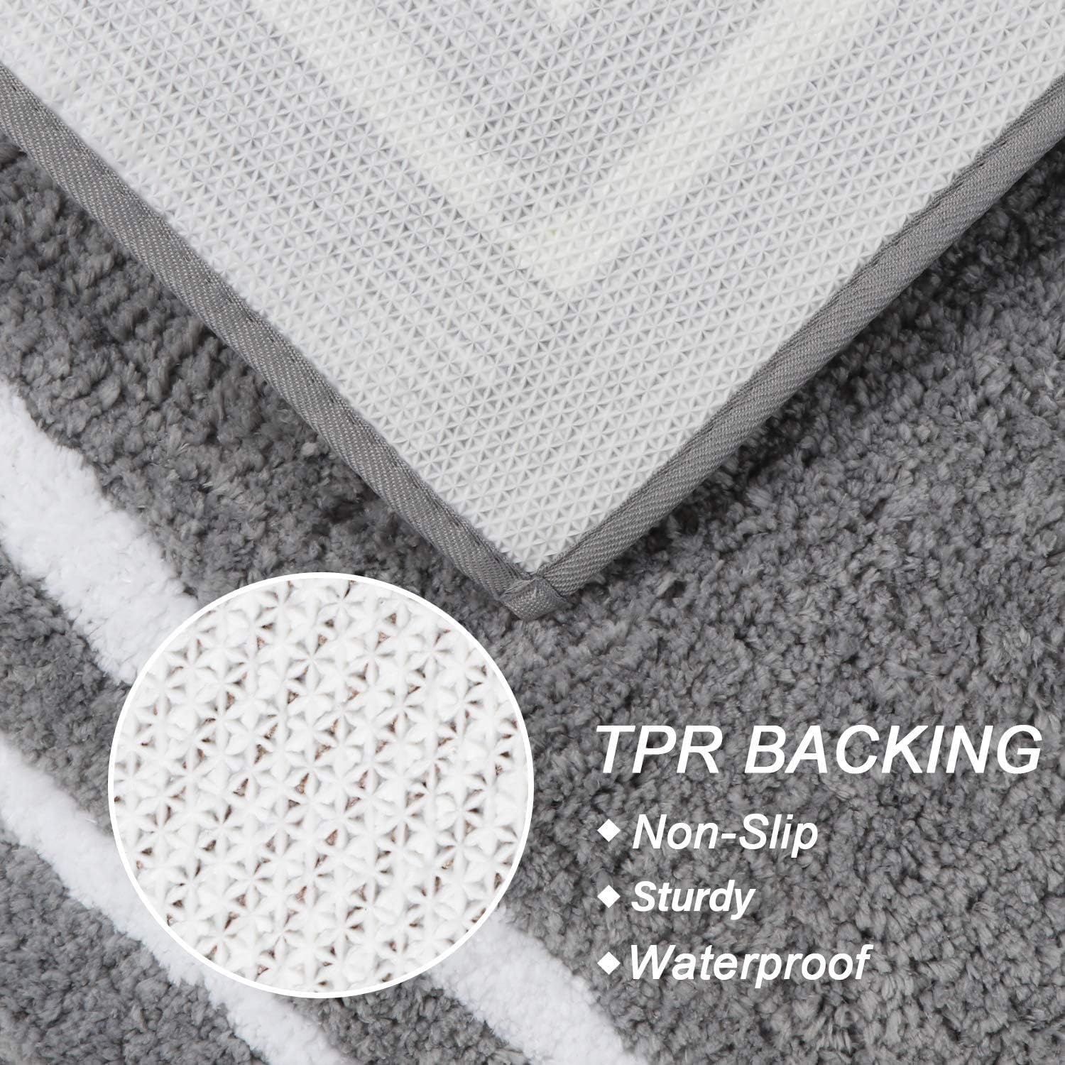 Uphome Bathroom Runner Rug Black Non-Slip Long Bath Mat Soft And Water Absorbent Bath Rug Machine Washable Fluffy Microfiber Flo