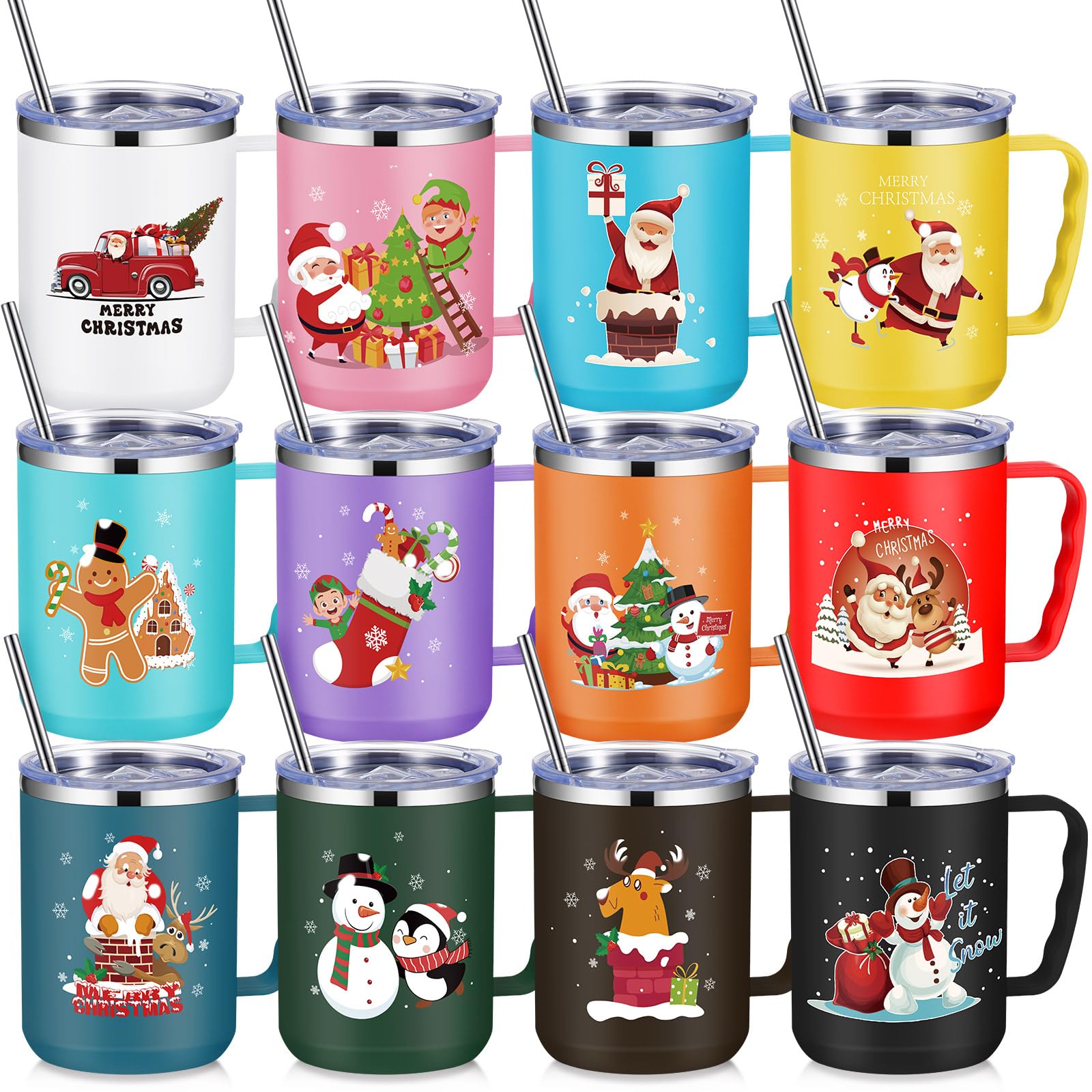 Umigy 12 Pcs Christmas Coffee Mug Bulk Employee Appreciation Gift, Santas