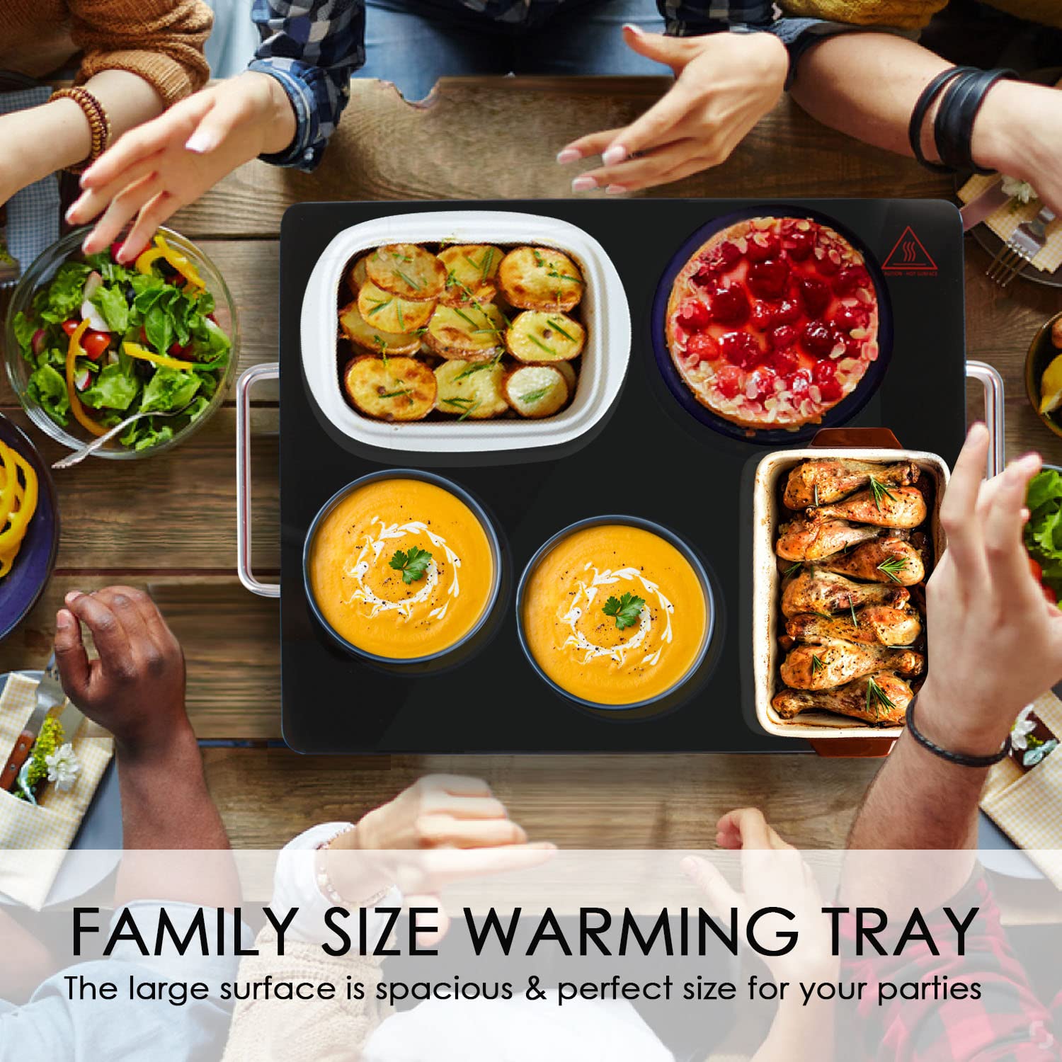 Artestia Electric Warming Trays For Food, Food Tray Warmer For Parties With Adjustable Temperature Control, For Home Dinners, Bu