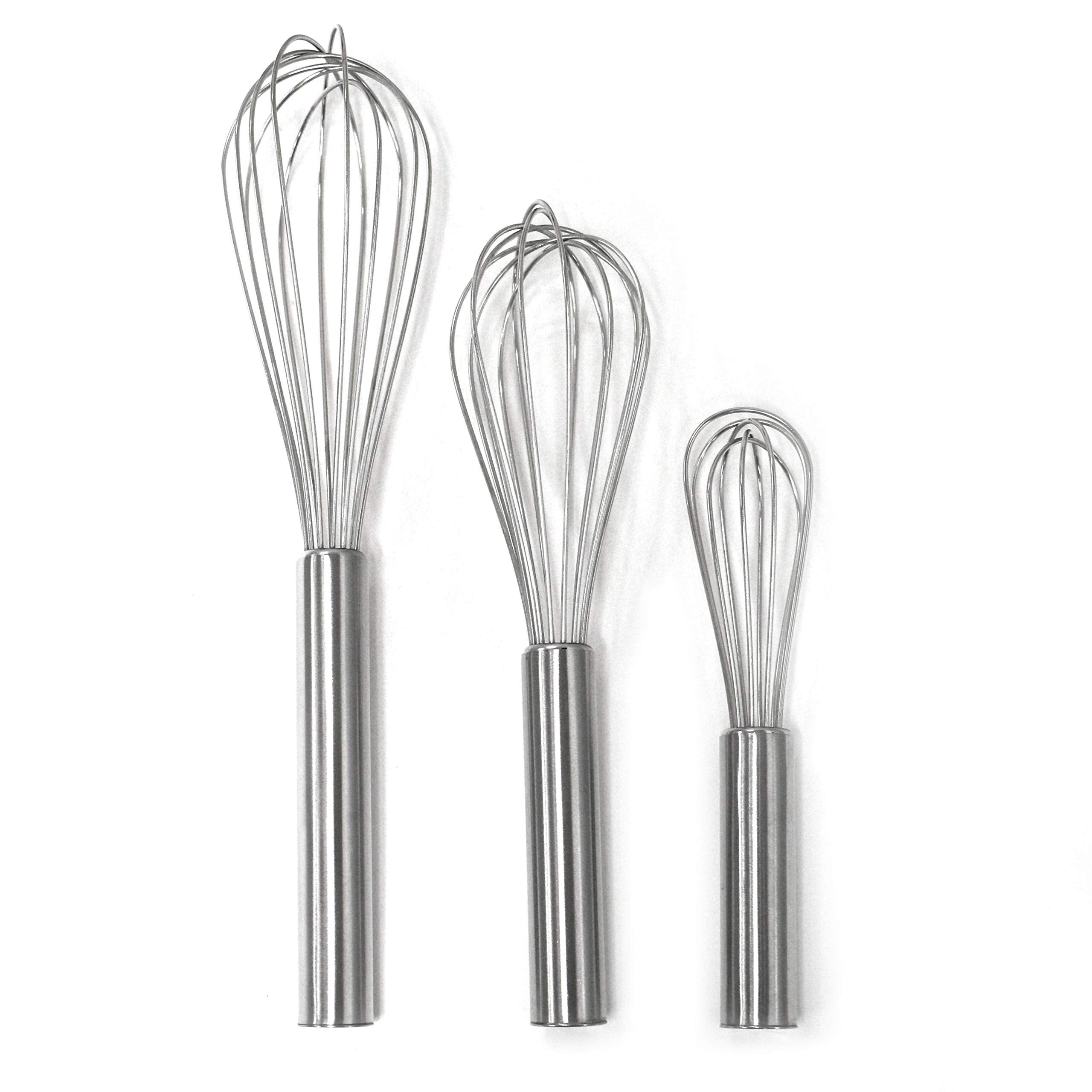 Norpro Stainless Steel Balloon Whisk Set of 3 - 6"/8"/10" Sizes, Silver, Model 2115