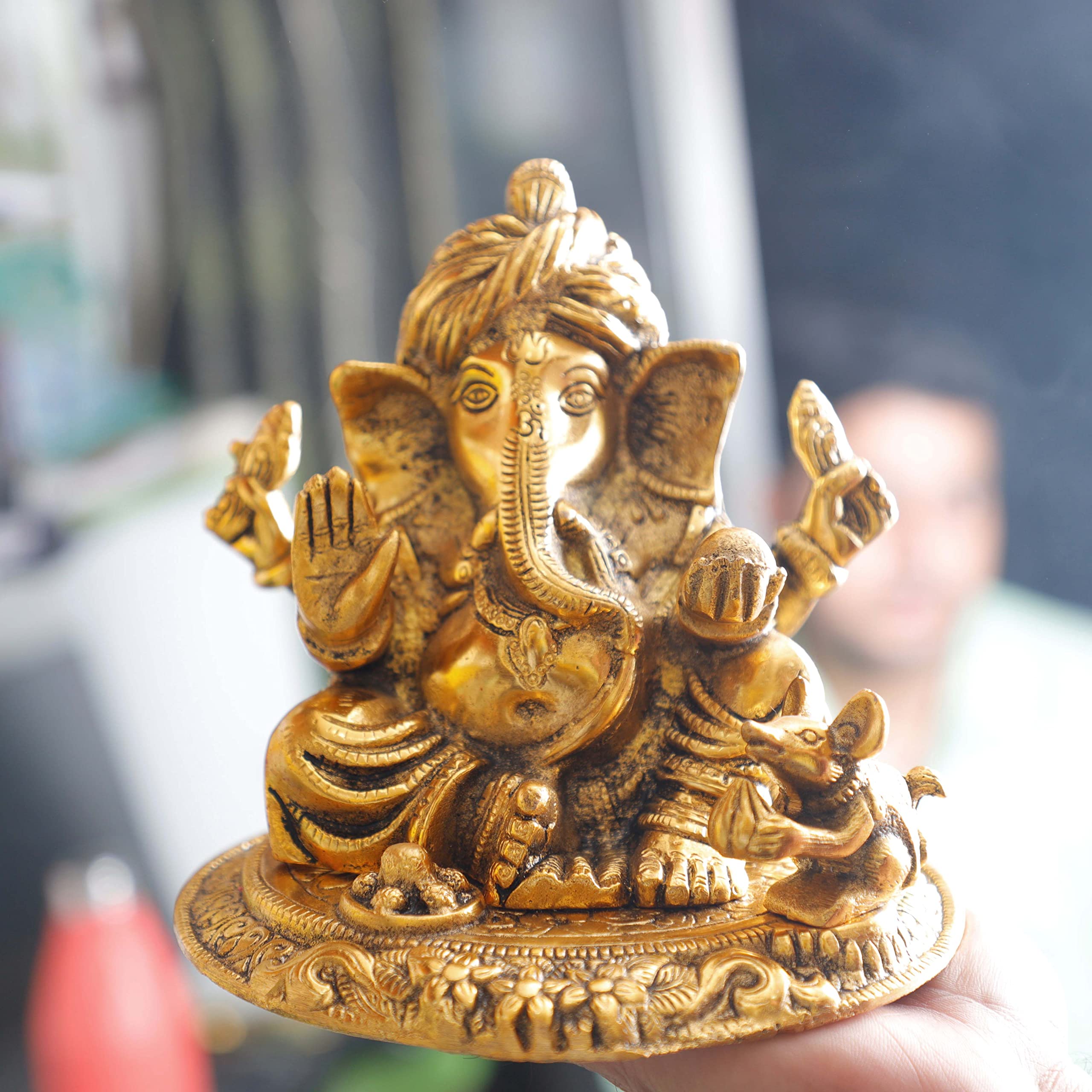 Kridaykraft Metal Ganesha Statue,Ganesh Idol Sculpture Good Luck & Success For Home Pooja,Lord Ganesha Murti For Gift...