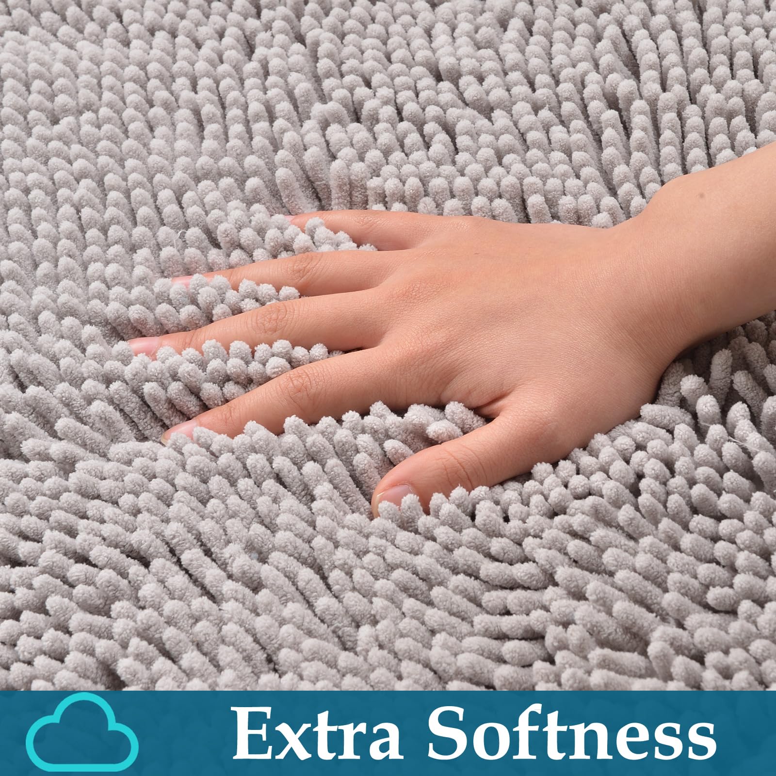 Luxury Chenille Bath Rug, Non-Slip Bathroom Rugs Set, Extra Soft, And Absorbent Shaggy Bathroom Mat Rugs, Plush Bathroom Carpet