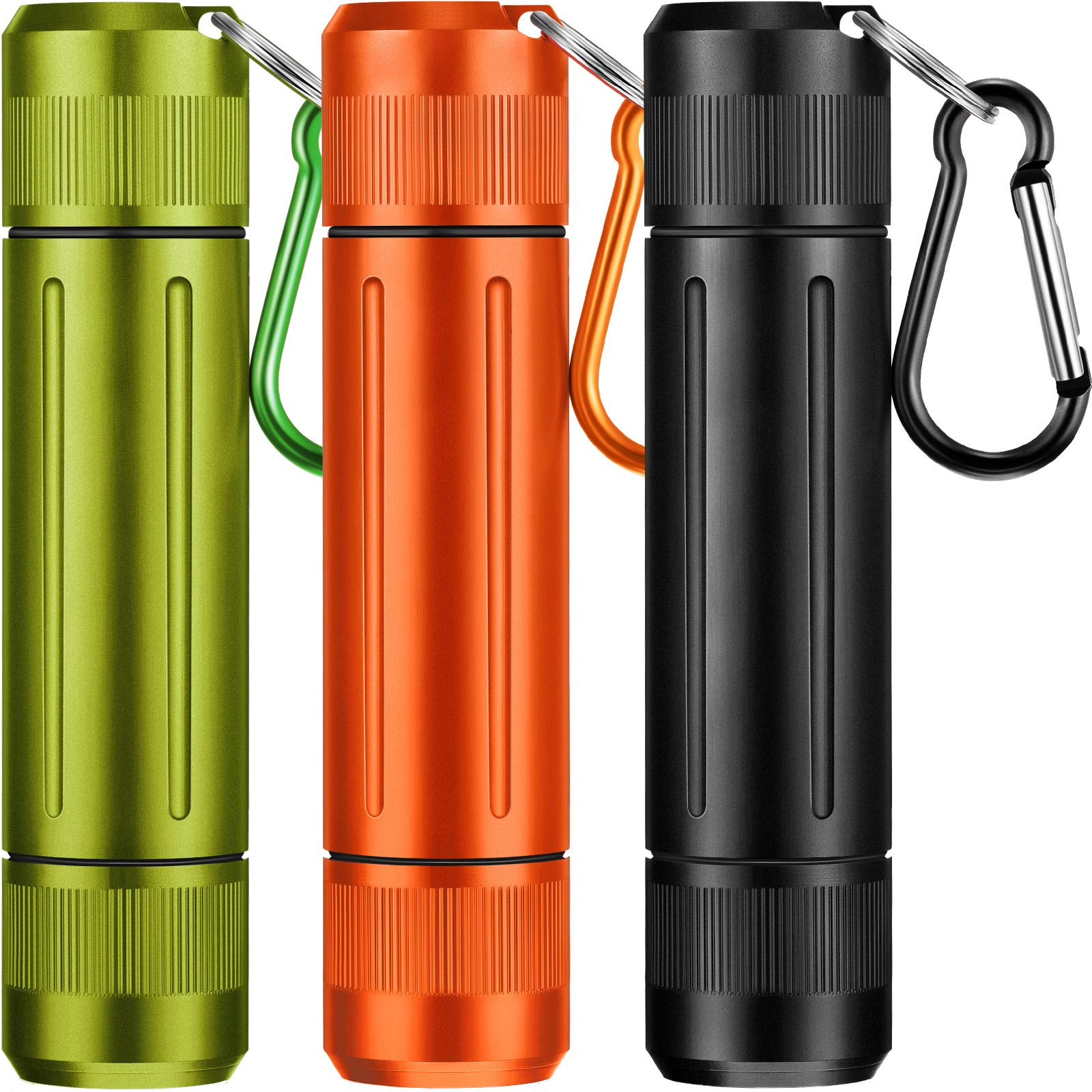 Outus 3 Pcs Metal Container Portable Sealed Container Bottles Aluminum Alloy Case Waterproof Jar Travel Bottle with Key Chain fo