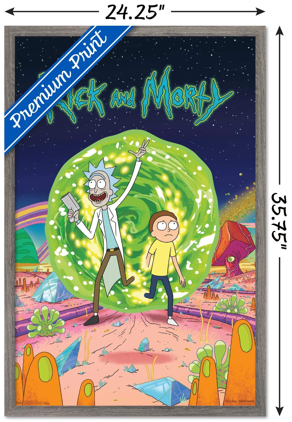Trends International Rick And Morty - Cover Wall Poster, 22.375'' X 34'', Barnwood Framed Version