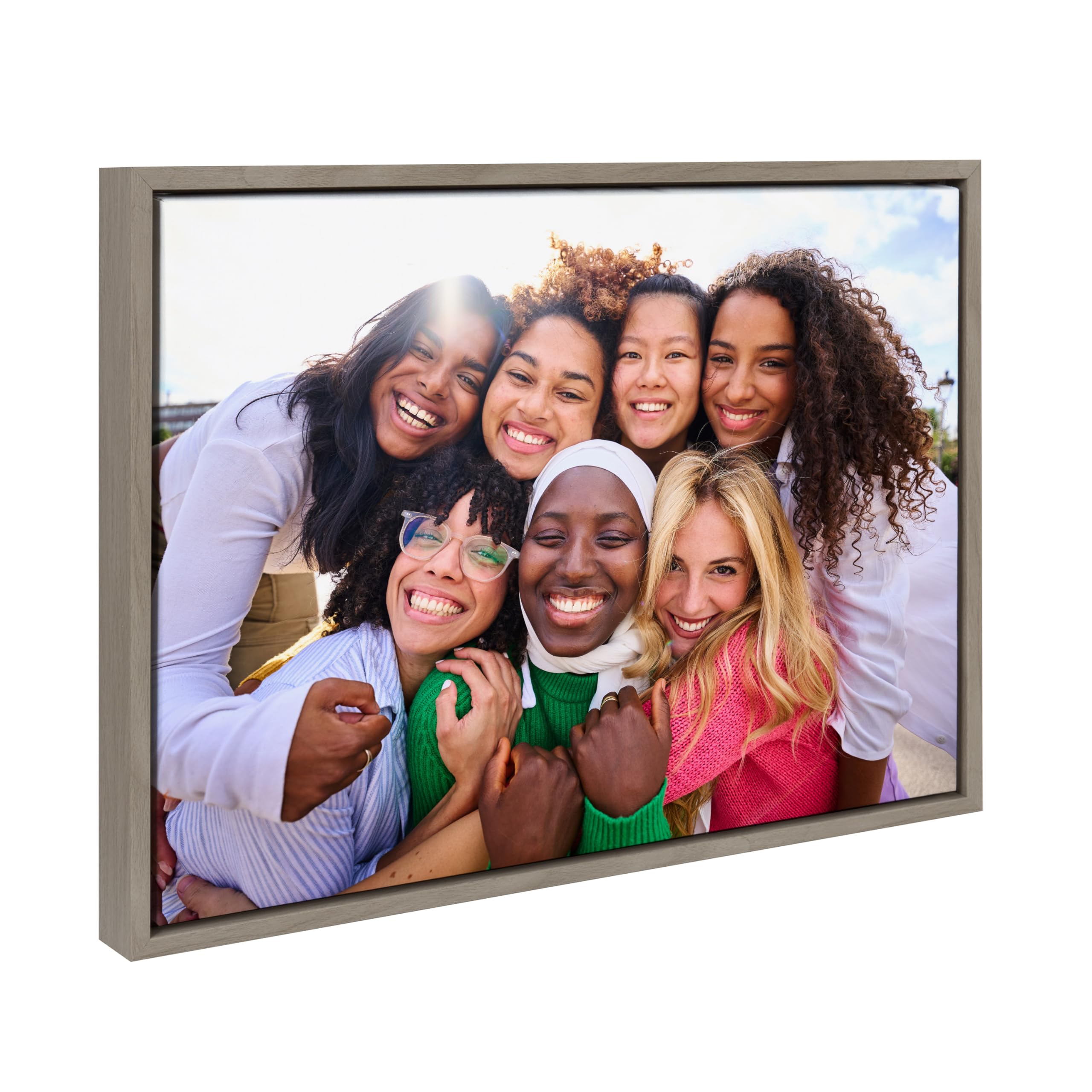 Kate And Laurel Sylvie Custom Printed Framed Canvas Wall Art, 20X16 Gray, Personal Canvas Print With Your Photos For Bedroom Or