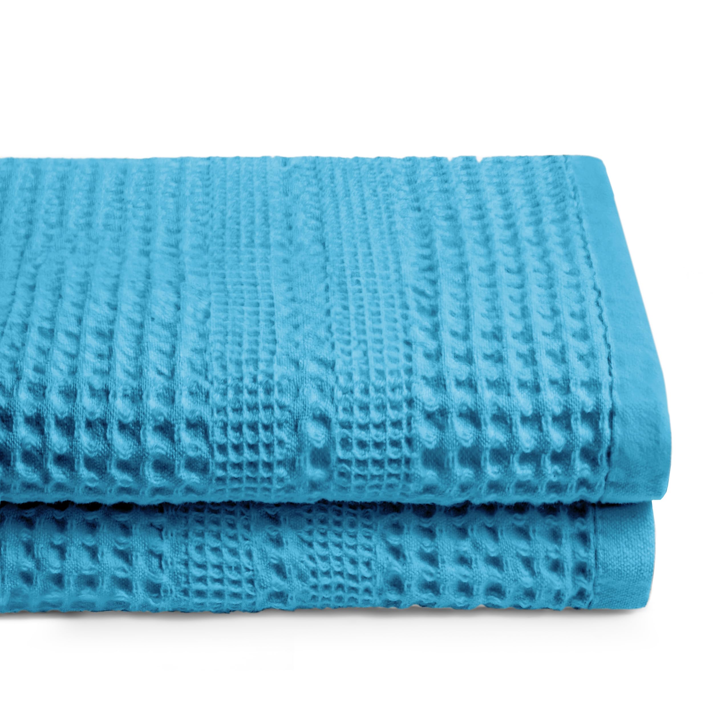 Gilden Tree Waffle Towels Quick Dry Lint Free Thin, Bath Towel 2 Pack, Classic Style (Aqua)