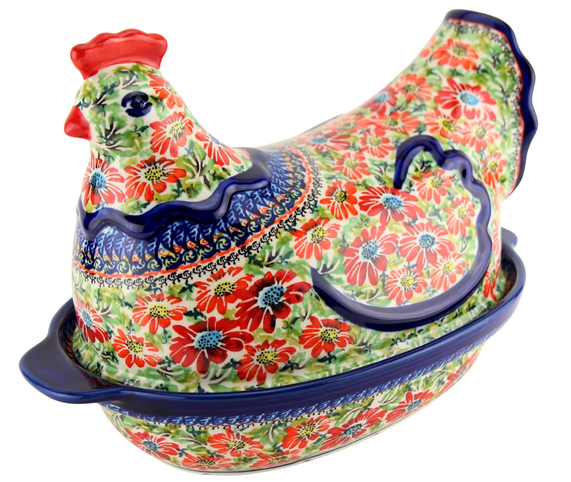 Polish Pottery Hen Covered Baker by Zaklady Boleslawiec
