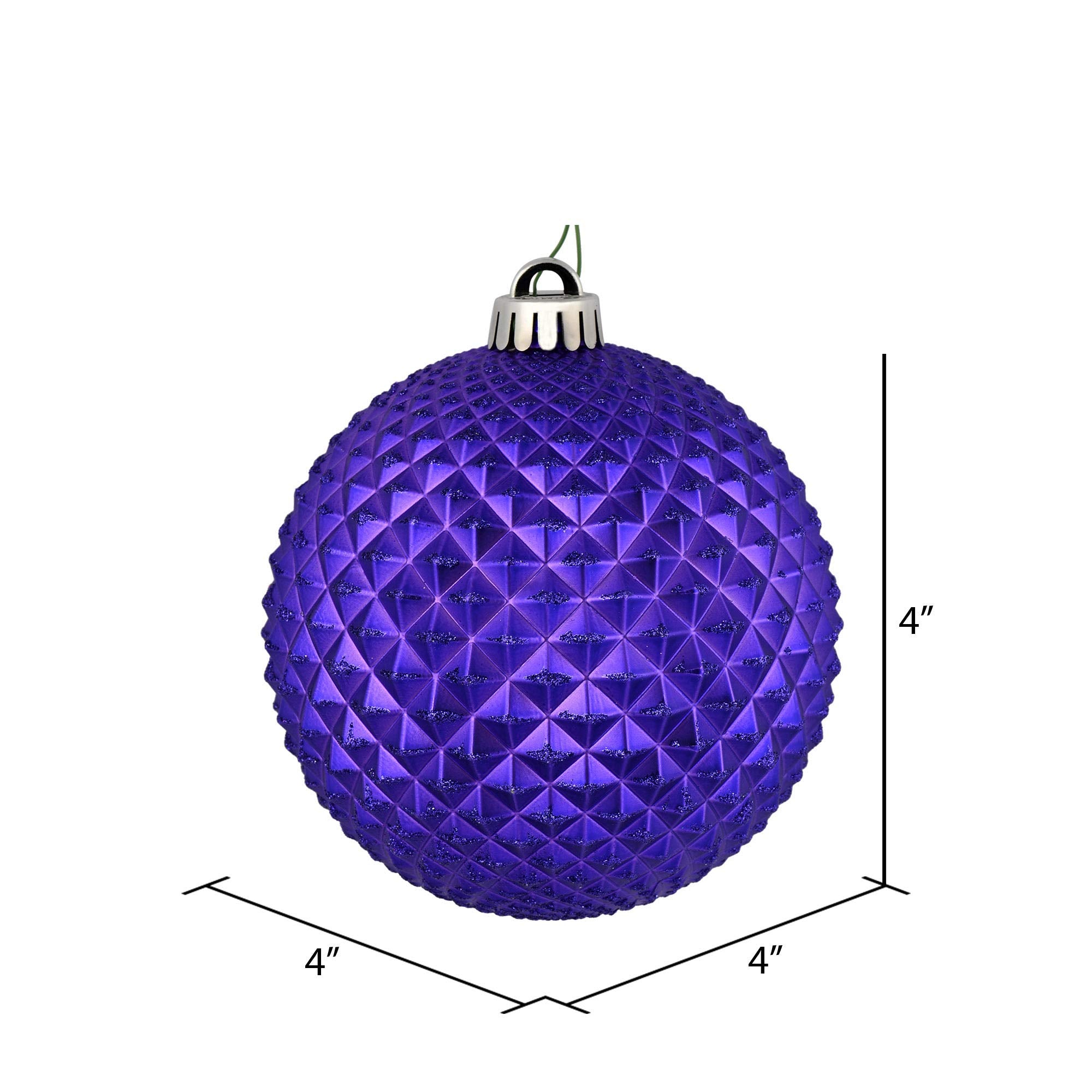 Vickerman 4 Purple Durian Glitter Ball Ornament, 6 per Bag