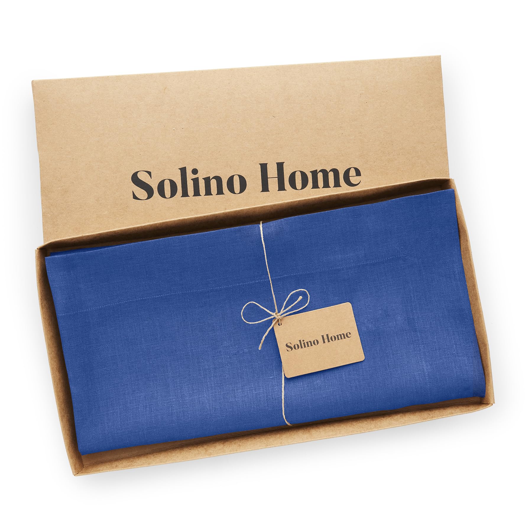 Solino Home Royal Blue Linen Square Tablecloth 52 X 52 Inch - Fete, 100% Pure Linen Table Throw - Machine Washable Tablecloth Fo