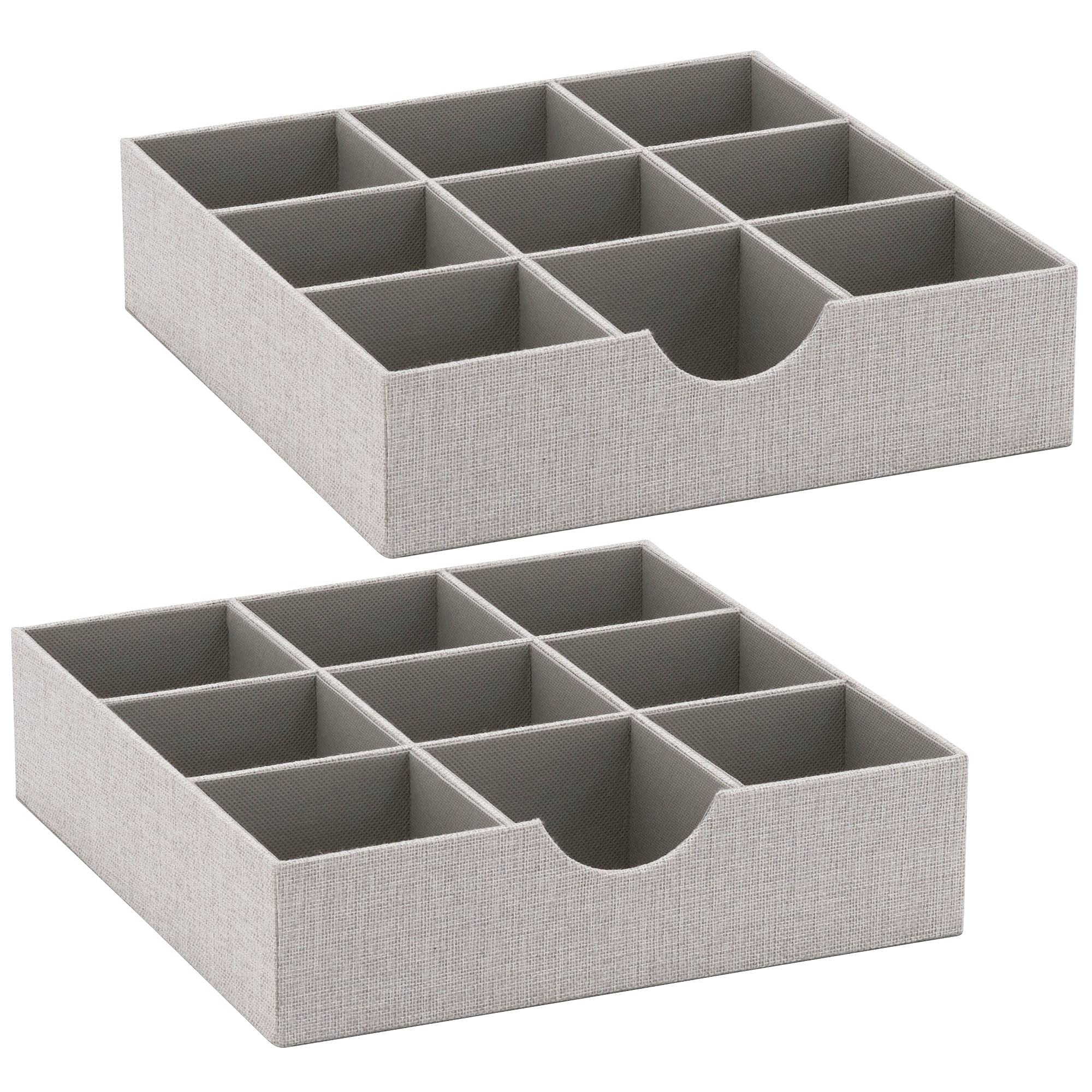 Household Essentials Drawer Organizer Tray 2 Pack, Gray, Silver