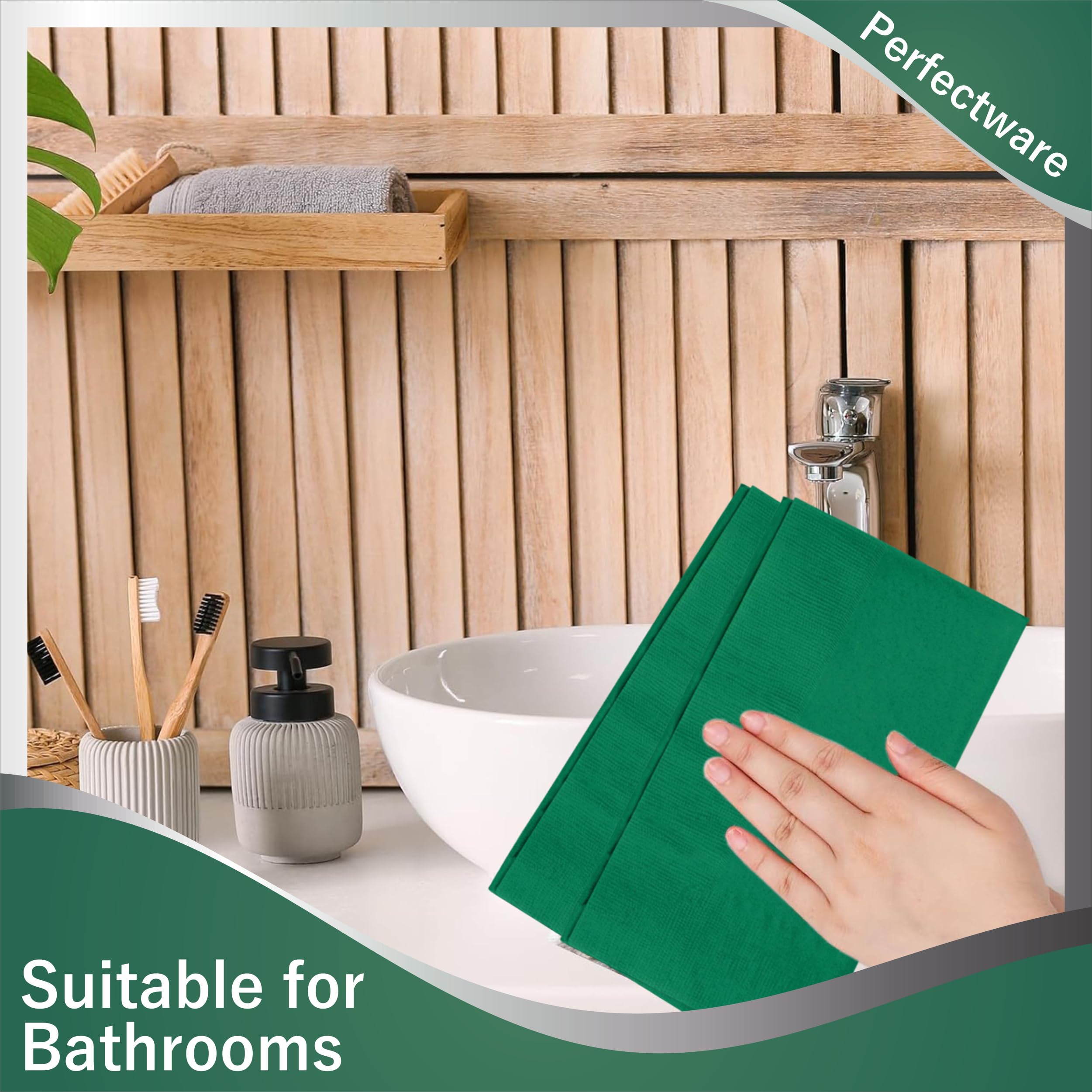 Perfectware - PW-2 Ply Dinner Napkin Hunter Green- 125 2 Ply Hunter Green Dinner Napkins - Pack of 125ct